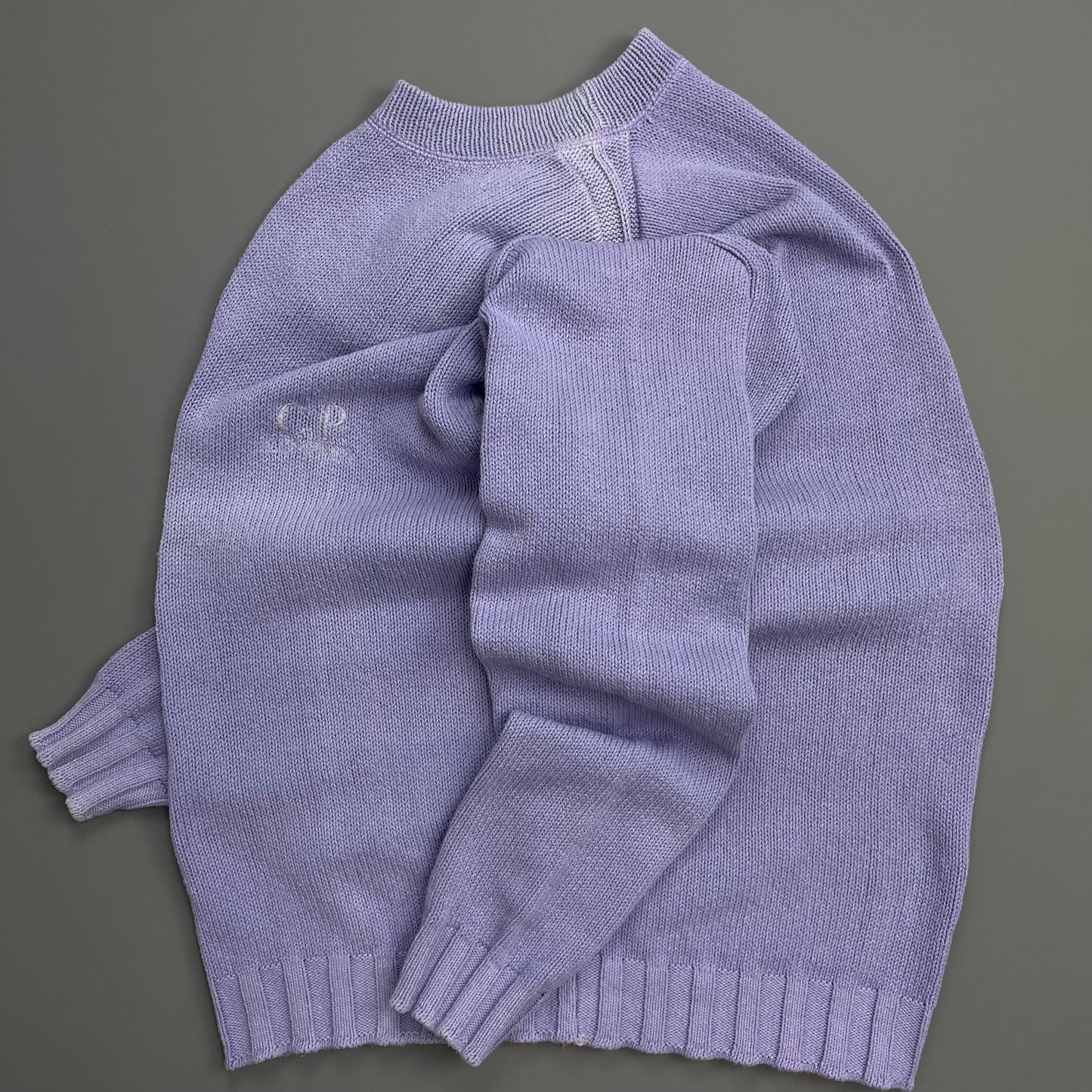 C.P.Company Purple 80s Ideas From Massimo Osti Chest Spellout Knit Crewneck Jumper