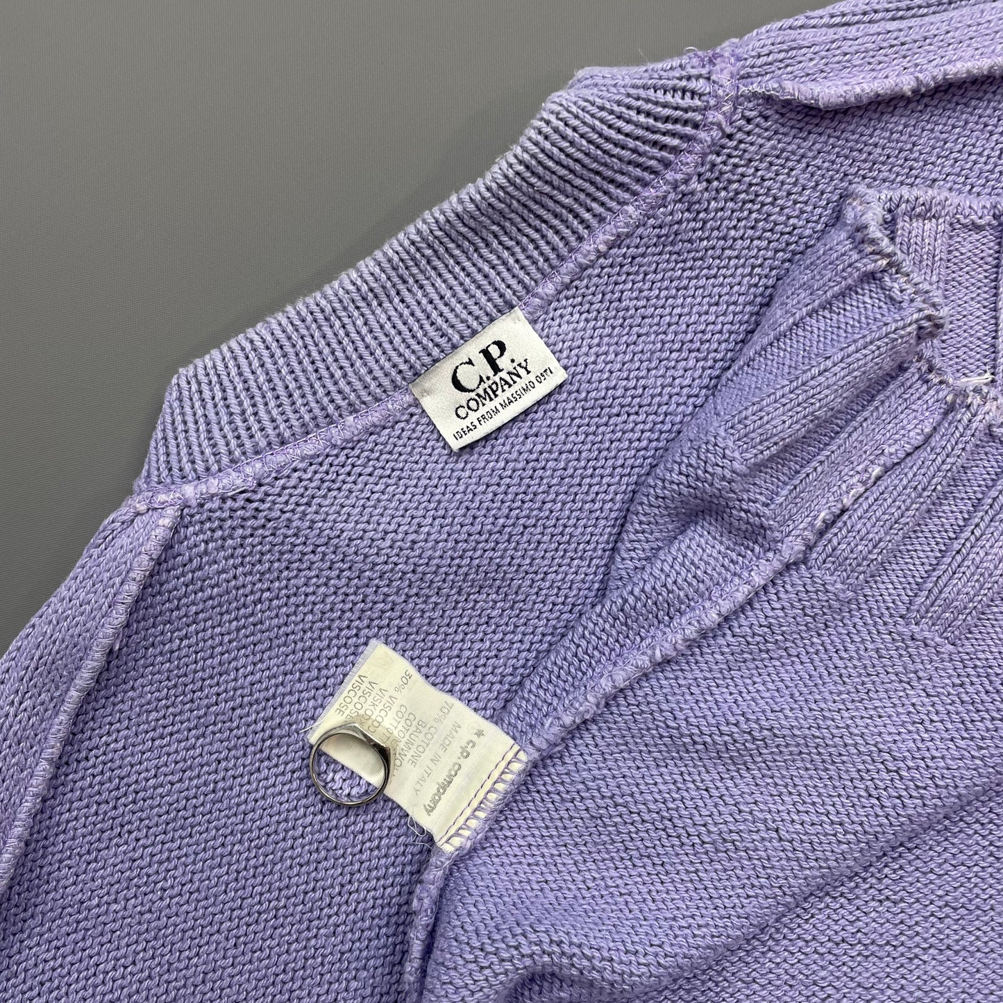 C.P.Company Purple 80s Ideas From Massimo Osti Chest Spellout Knit Crewneck Jumper