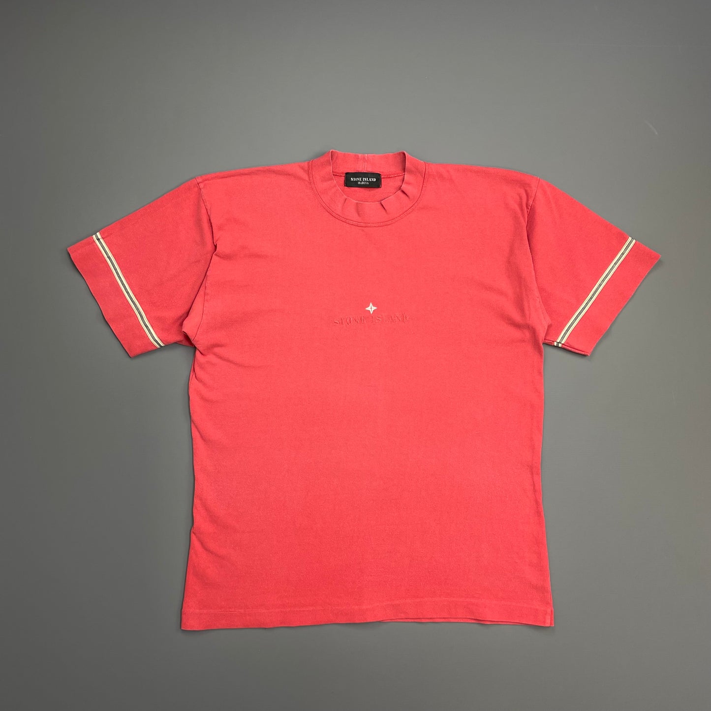 Stone Island Marina Peach Red 1980s Archivio Spellout T-Shirt