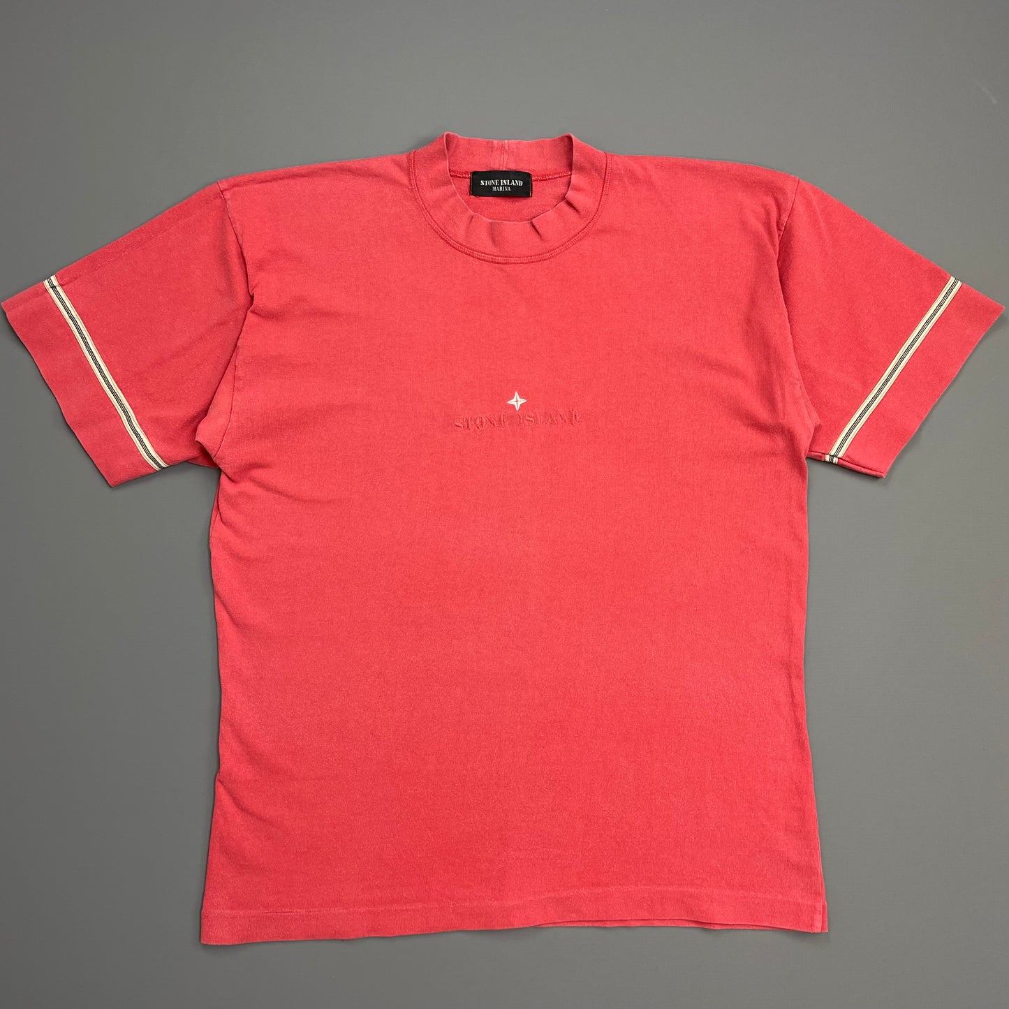 Stone Island Marina Peach Red 1980s Archivio Spellout T-Shirt