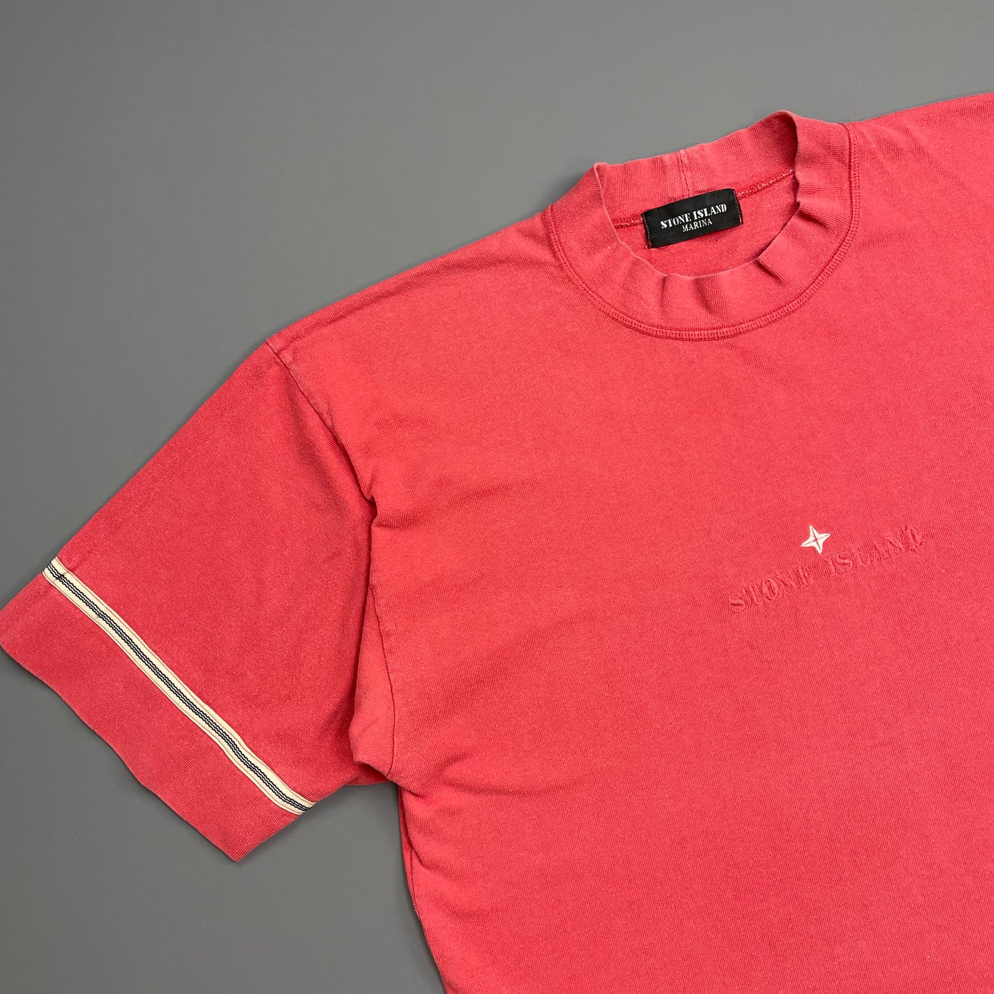 Stone Island Marina Peach Red 1980s Archivio Spellout T-Shirt
