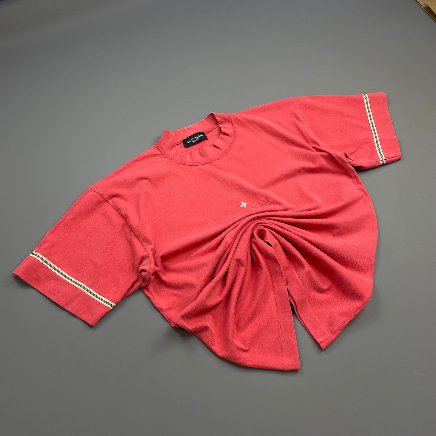 Stone Island Marina Peach Red 1980s Archivio Spellout T-Shirt