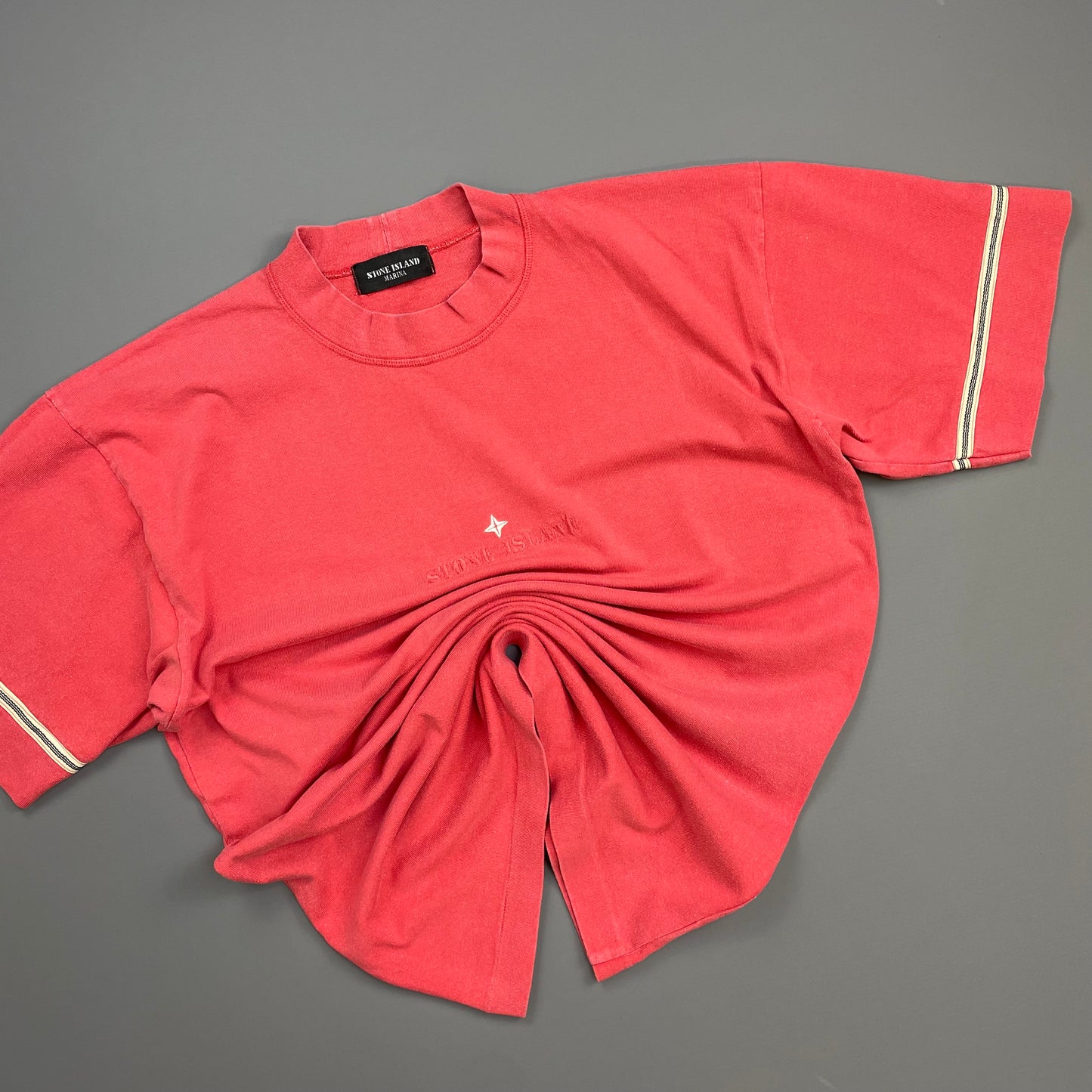 Stone Island Marina Peach Red 1980s Archivio Spellout T-Shirt