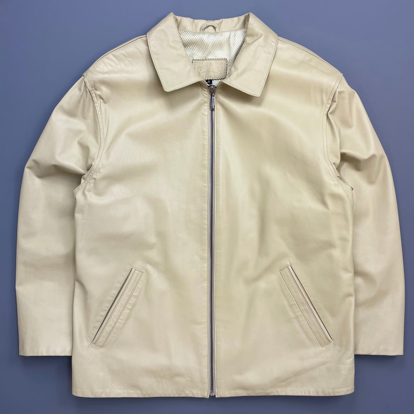 Camel Active Cream Lambs Leather Zip-Through Minimalist Jacket