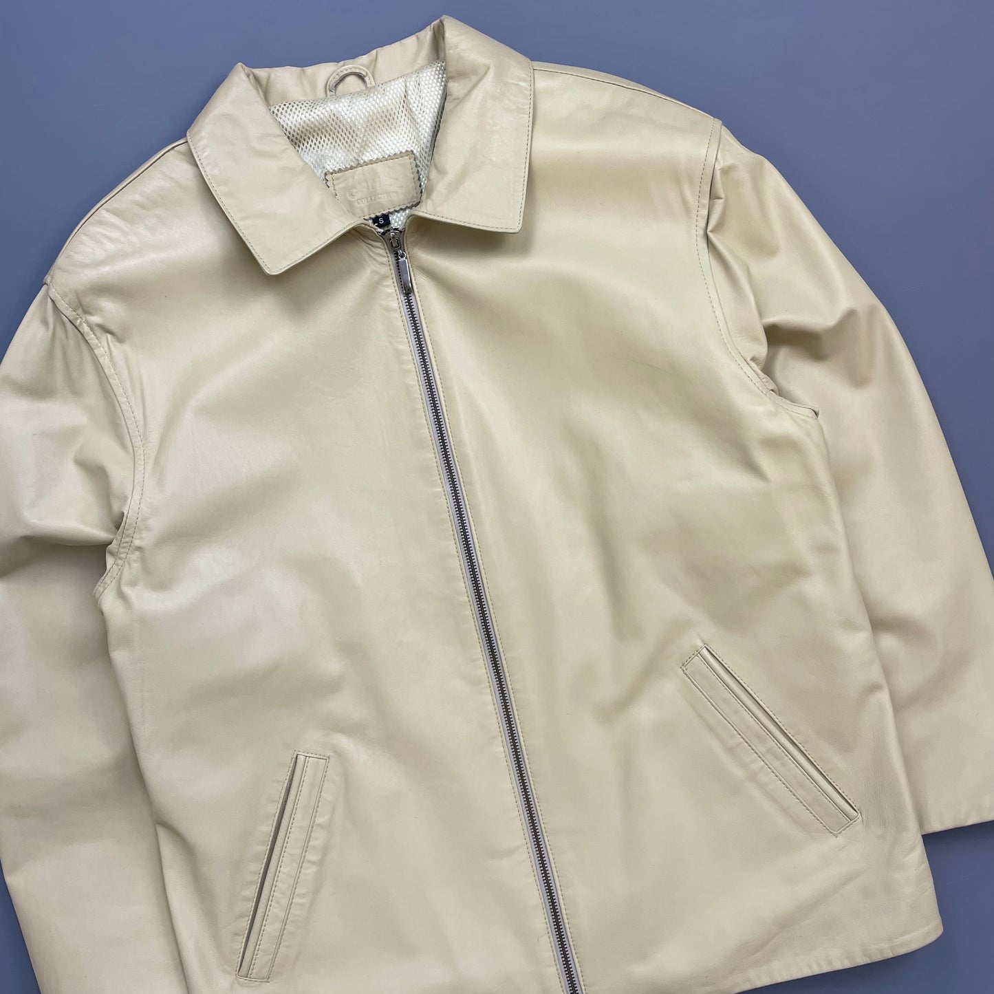 Camel Active Cream Lambs Leather Zip-Through Minimalist Jacket