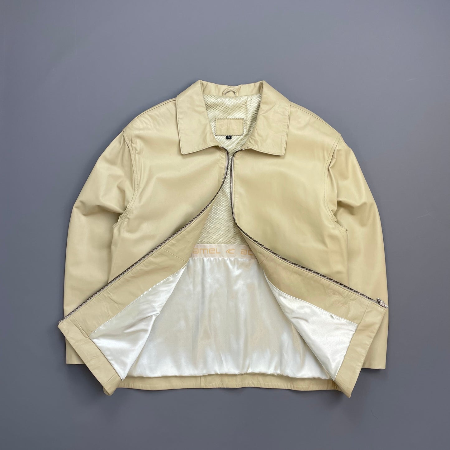 Camel Active Cream Lambs Leather Zip-Through Minimalist Jacket