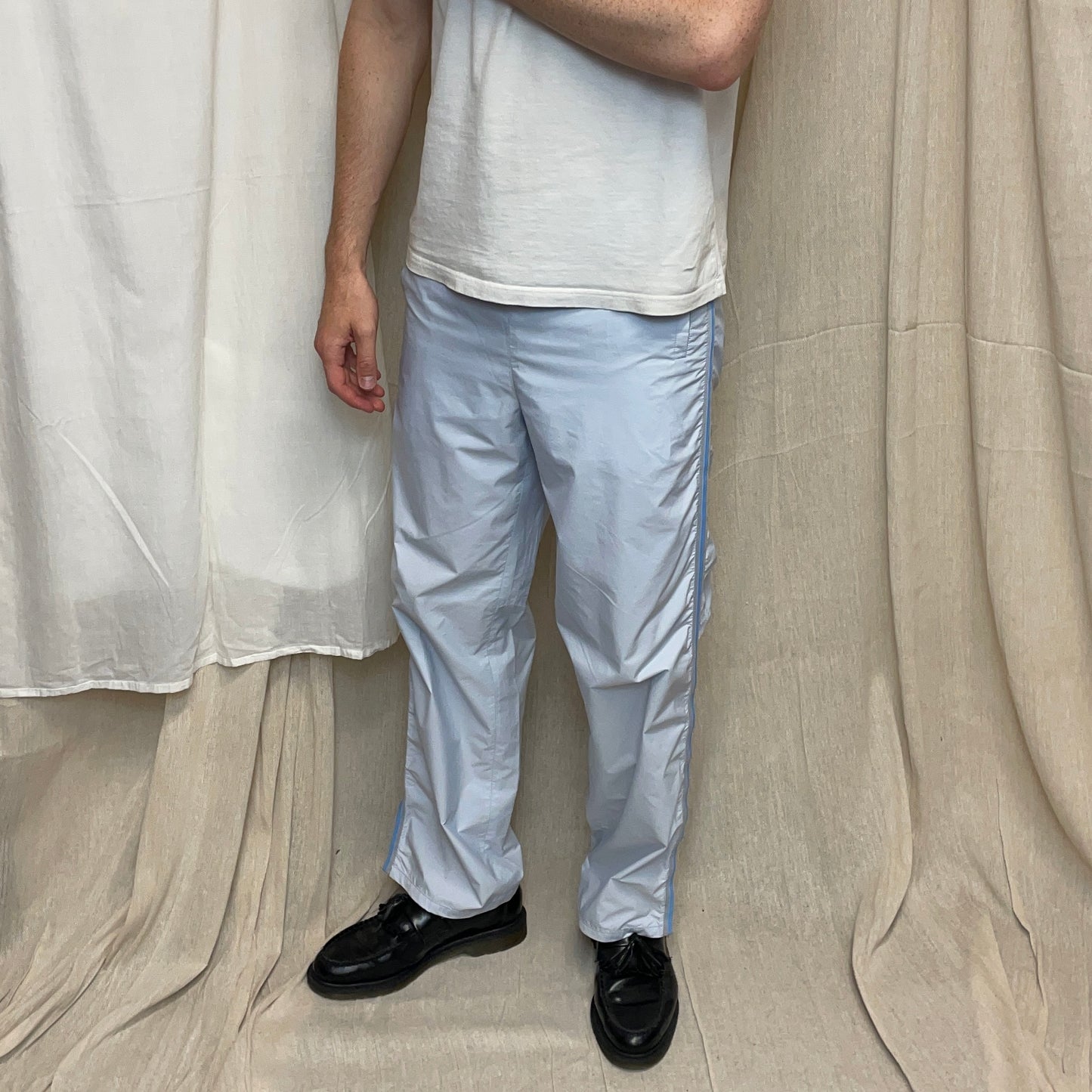 Prada Sport Light Blue SS00 Gel Seam Nylon Track Pant Trousers
