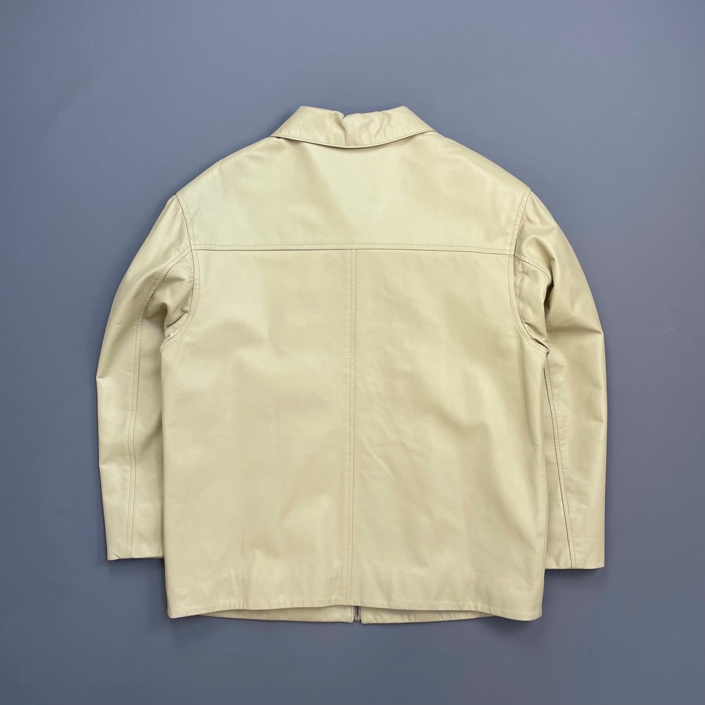 Camel Active Cream Lambs Leather Zip-Through Minimalist Jacket