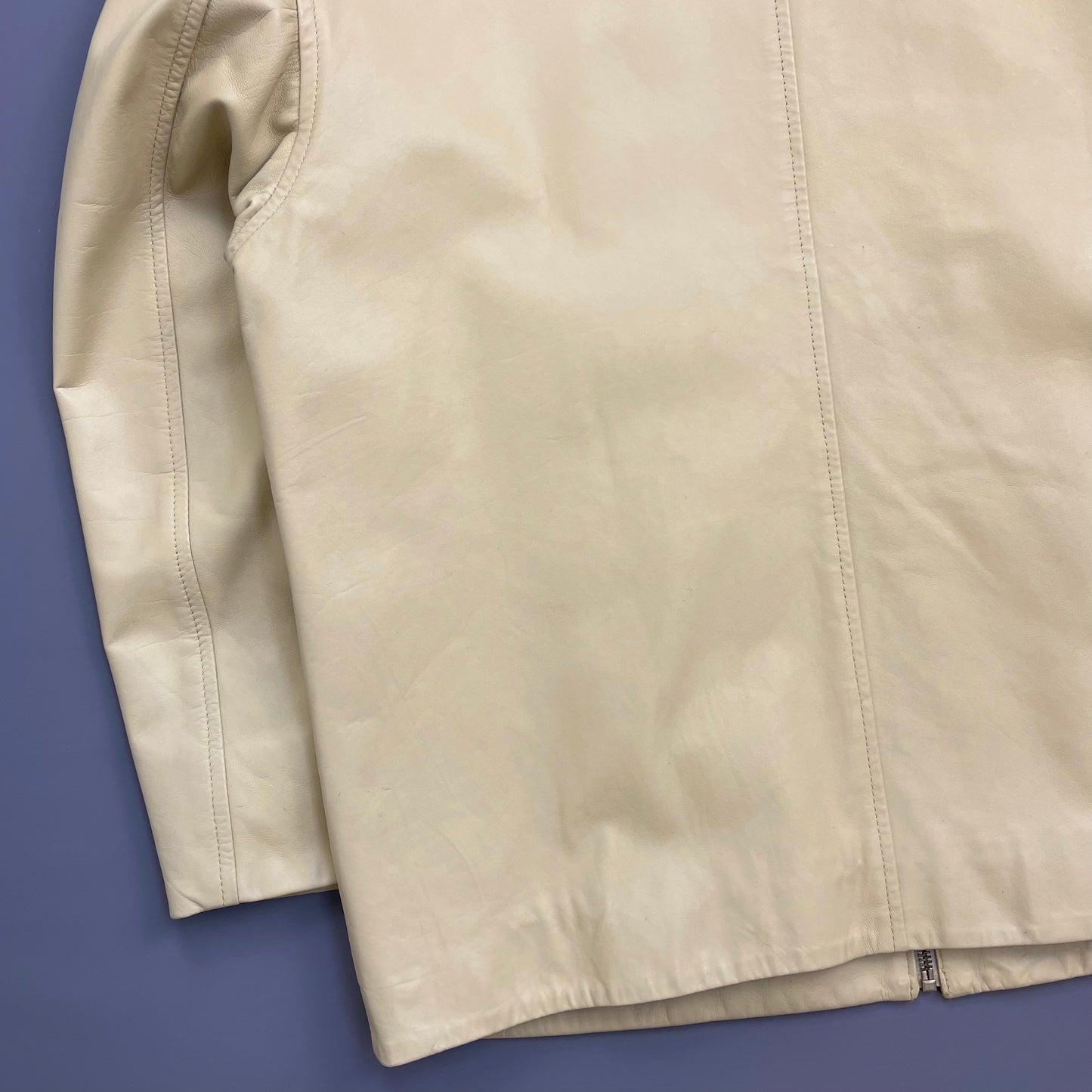 Camel Active Cream Lambs Leather Zip-Through Minimalist Jacket