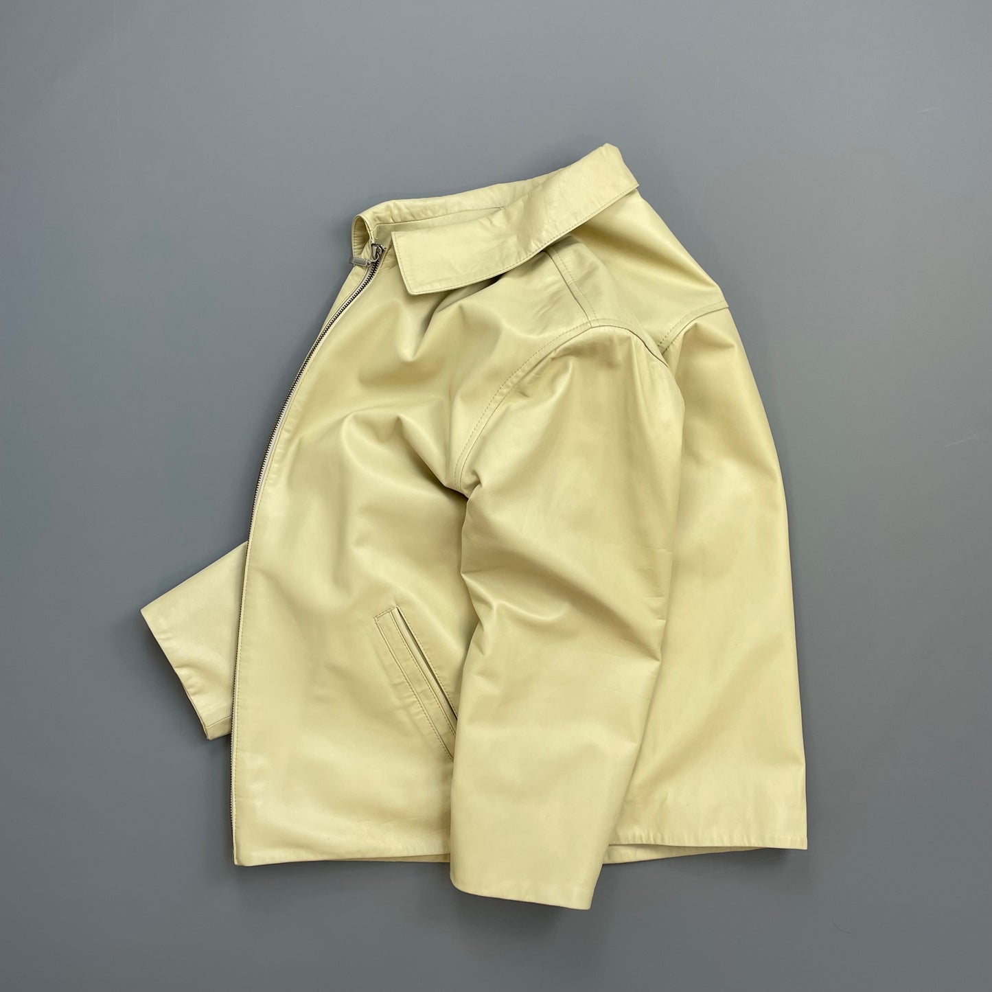 Camel Active Cream Lambs Leather Zip-Through Minimalist Jacket