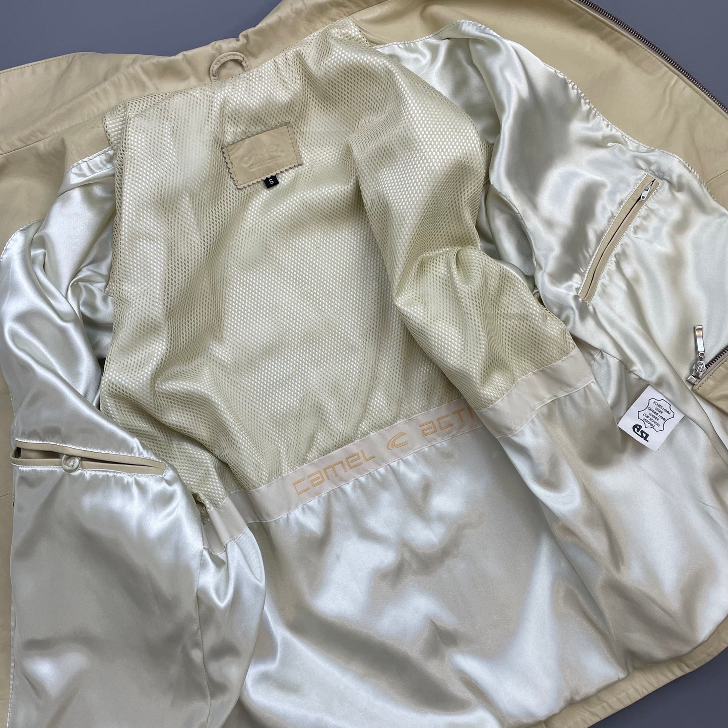 Camel Active Cream Lambs Leather Zip-Through Minimalist Jacket
