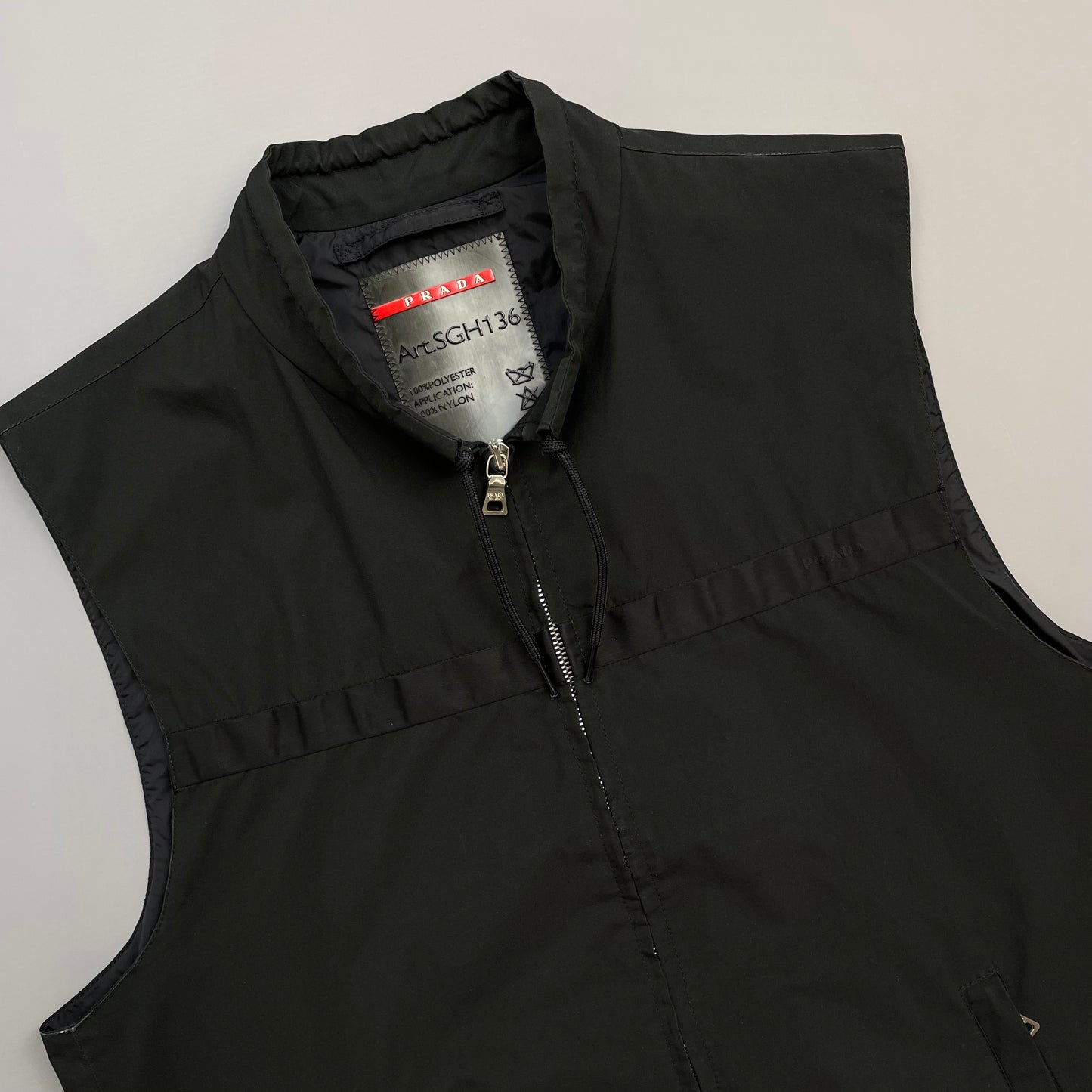 Prada Sport Black 2009 Windstopper Toggle-Collar Gilet Vest
