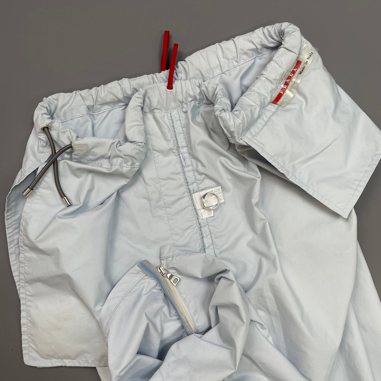 Prada Sport Light Blue SS00 Gel Seam Nylon Track Pant Trousers