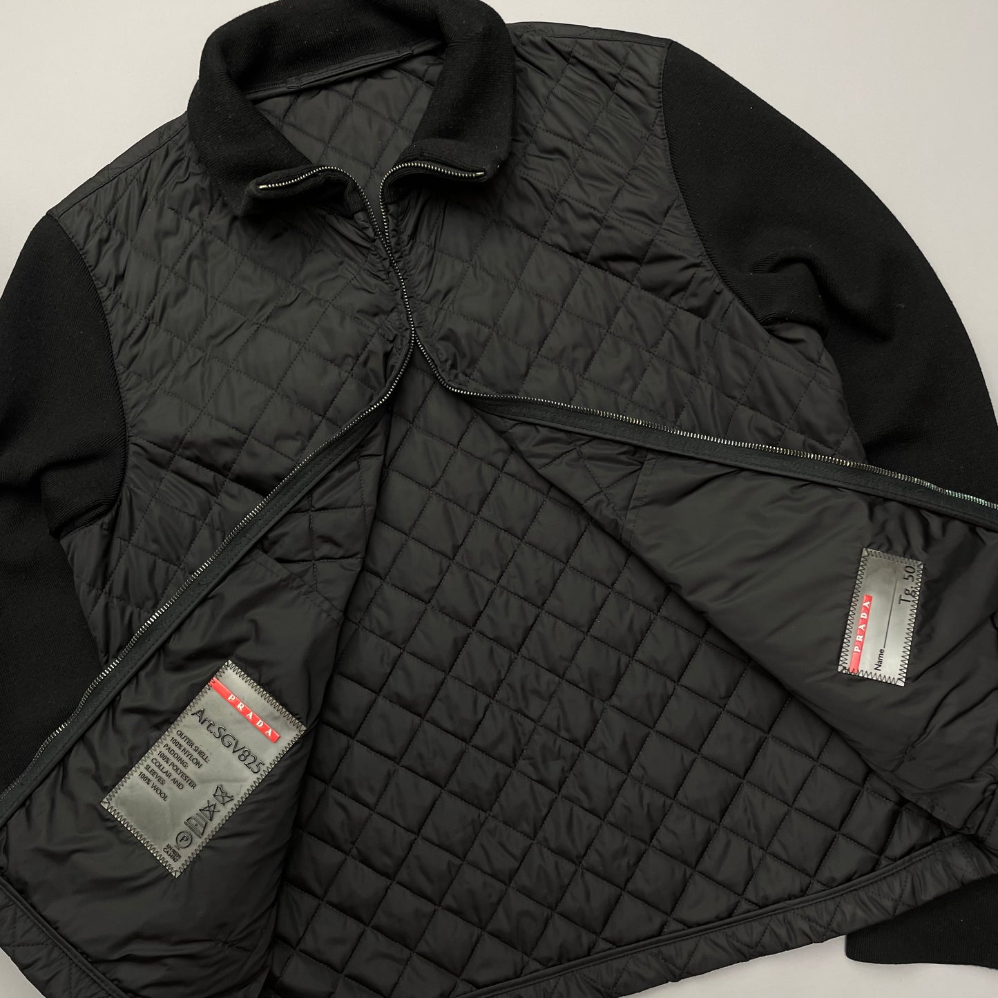 Prada Sport Black Quilted Zip-Through Knit Jacket 2009