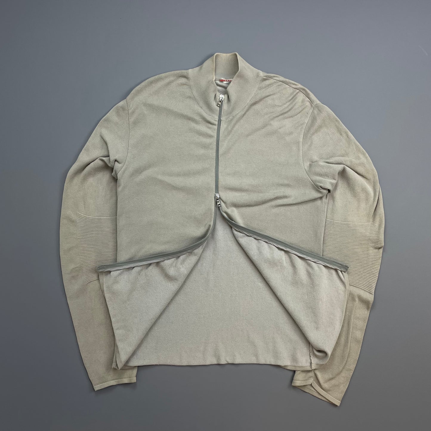 Prada Sport Grey 90s Cotton Knit Zip-Through Technical Cardigan Jumper