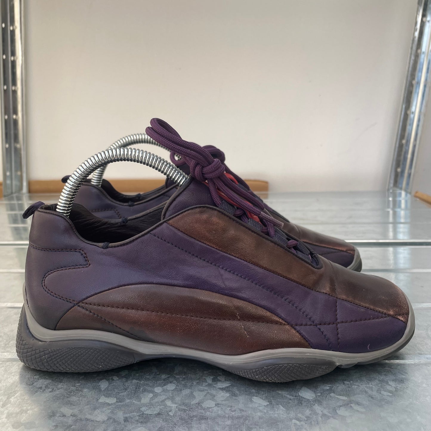 Prada Purple & Brown 00s Leather Trainers