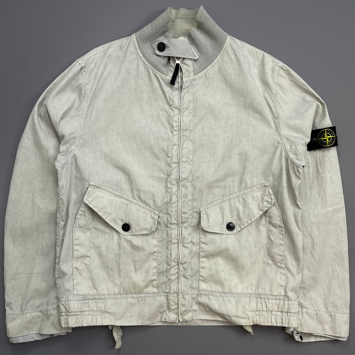Stone Island Grey SS04 Linen Lino Flax Nylon Military Style Lightweight Jacket
