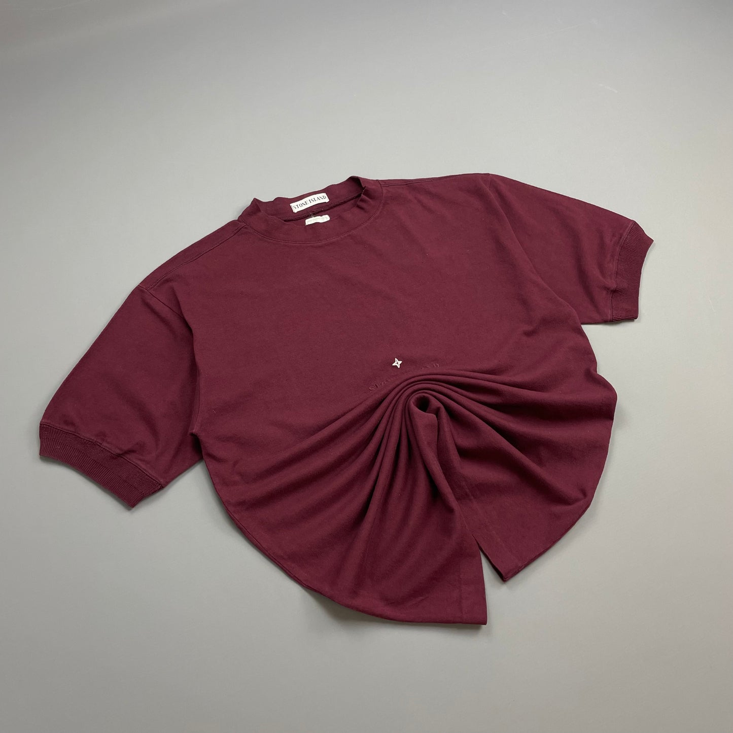 Stone Island Maroon Red 1980s Centre Star Spellout T-Shirt