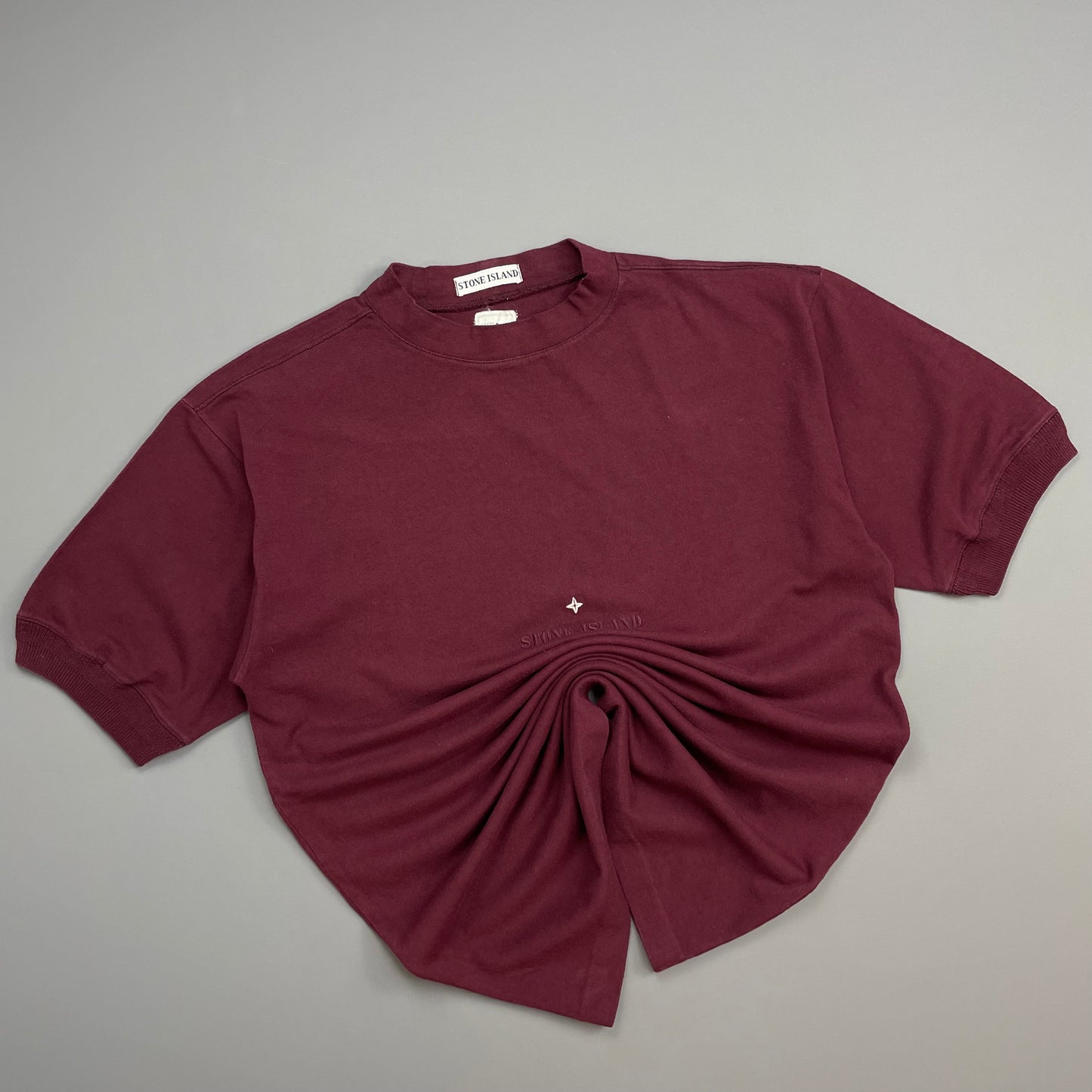 Stone Island Maroon Red 1980s Centre Star Spellout T-Shirt