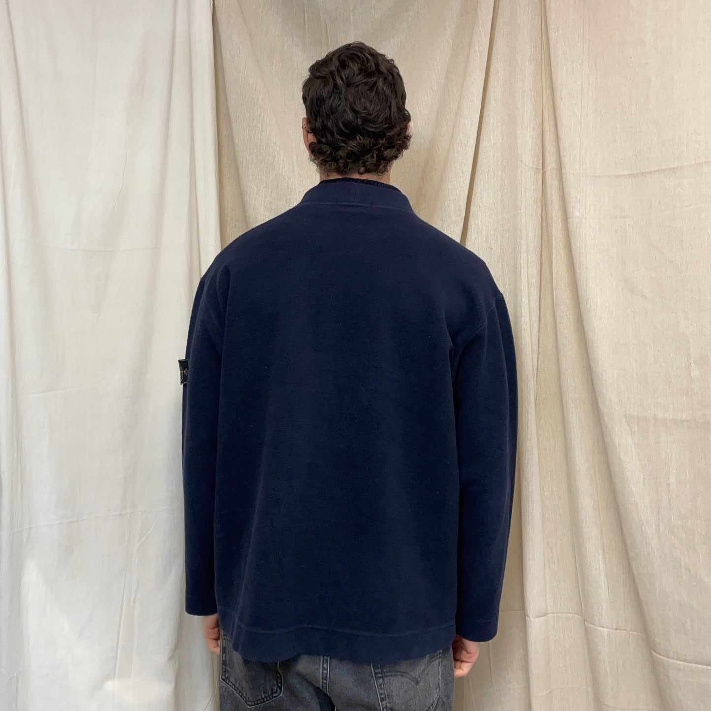 Stone Island Navy 90s Dual Chenille Collar Fleece Jumper