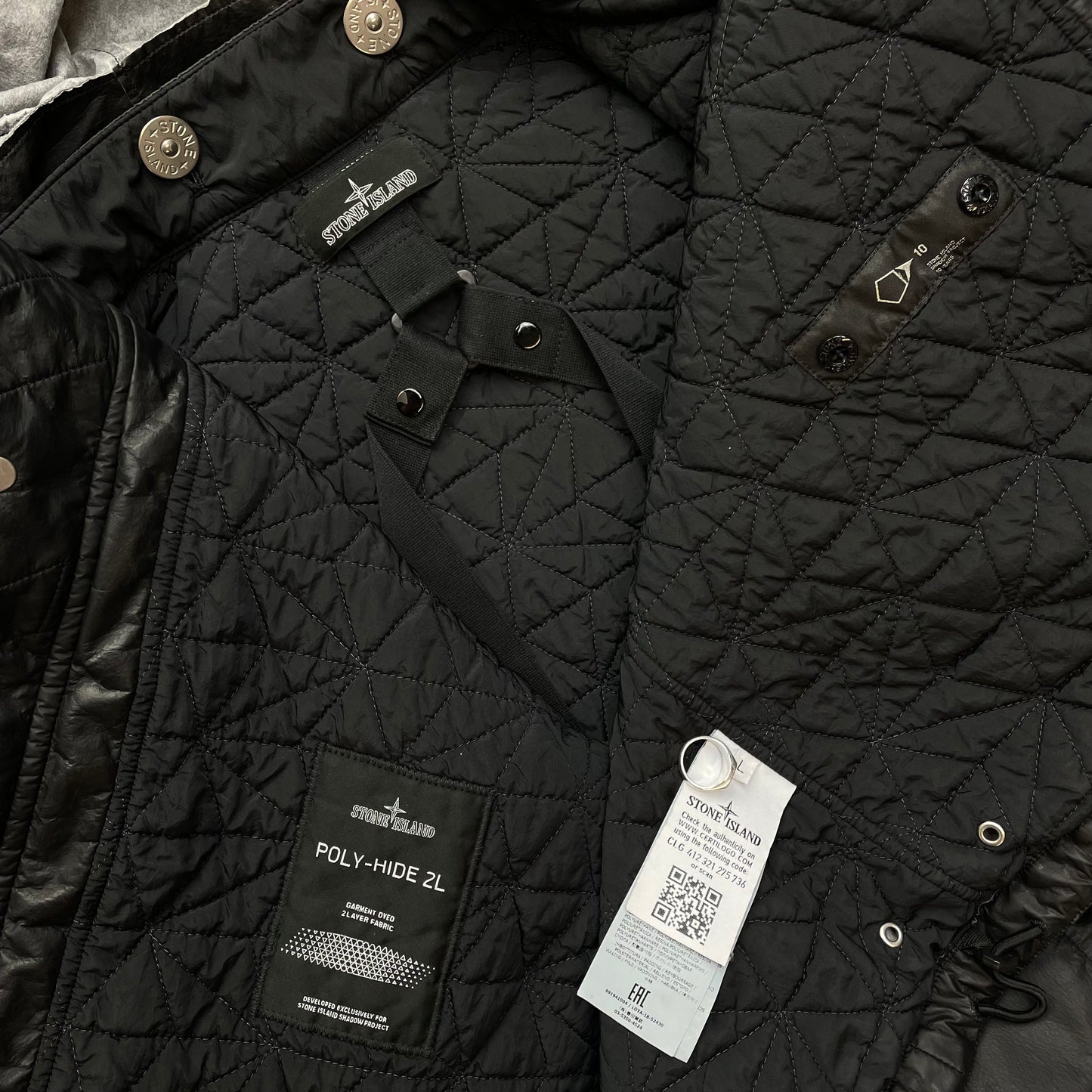 Stone Island Black Poly-Hide 2L Shadow Project 10th Anniversary 2018 Jacket