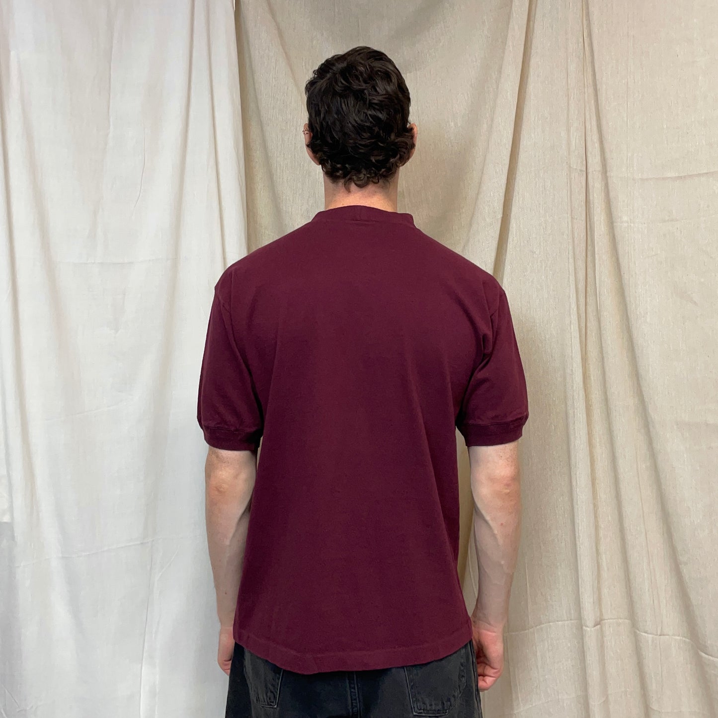 Stone Island Maroon Red 1980s Centre Star Spellout T-Shirt