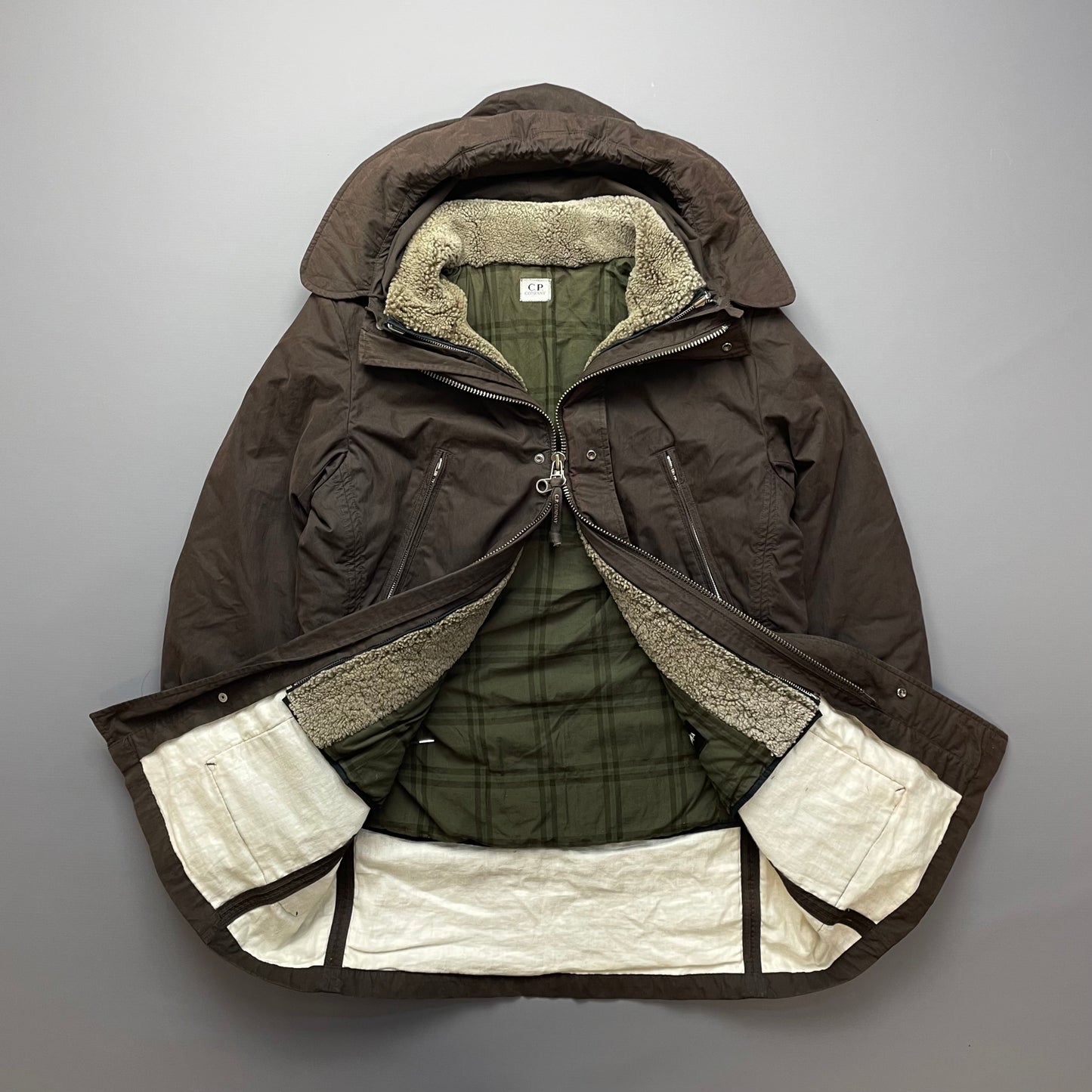 C.P. Company Brown Shearling Lined Piuma Doca Parka Coat AW05