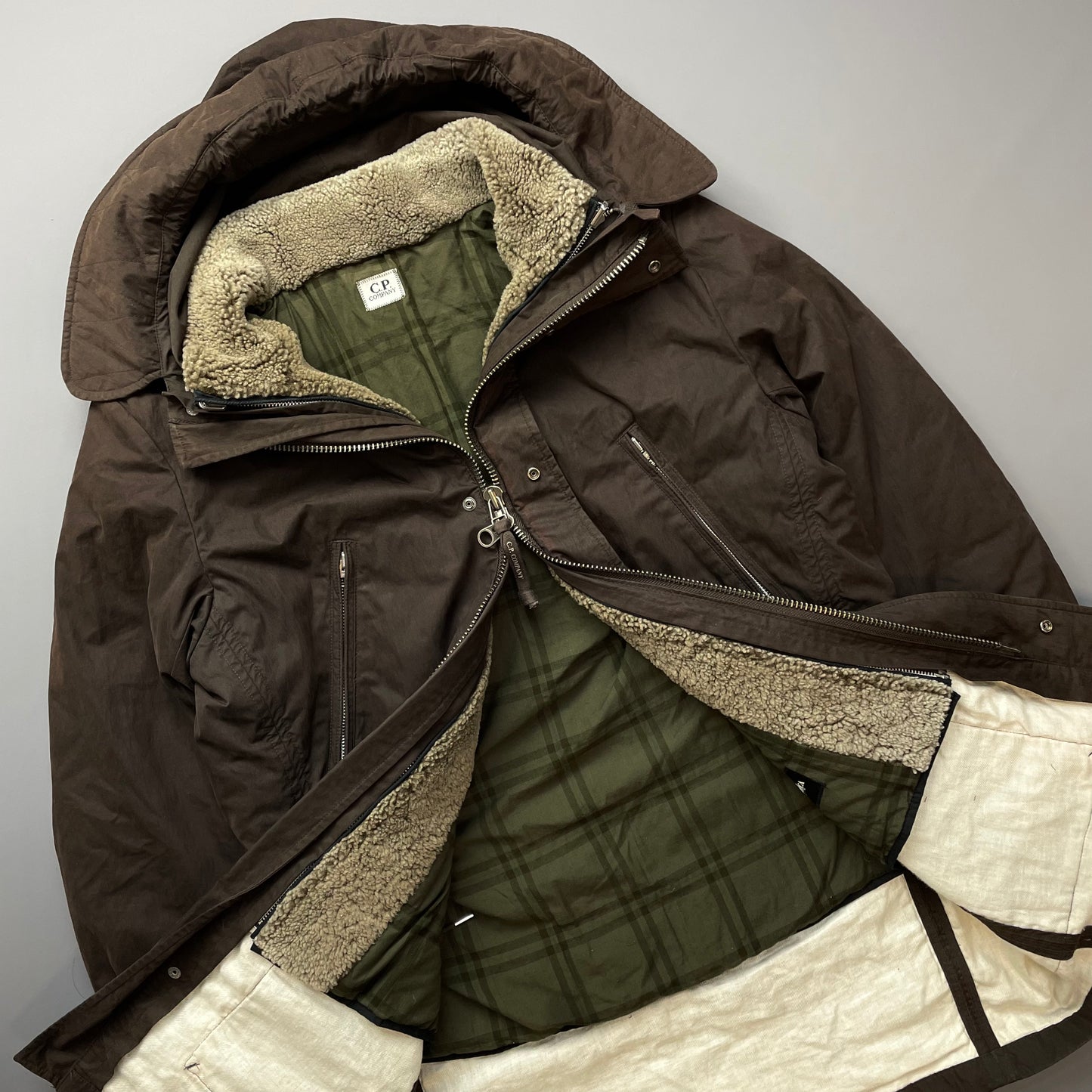 C.P. Company Brown Shearling Lined Piuma Doca Parka Coat AW05