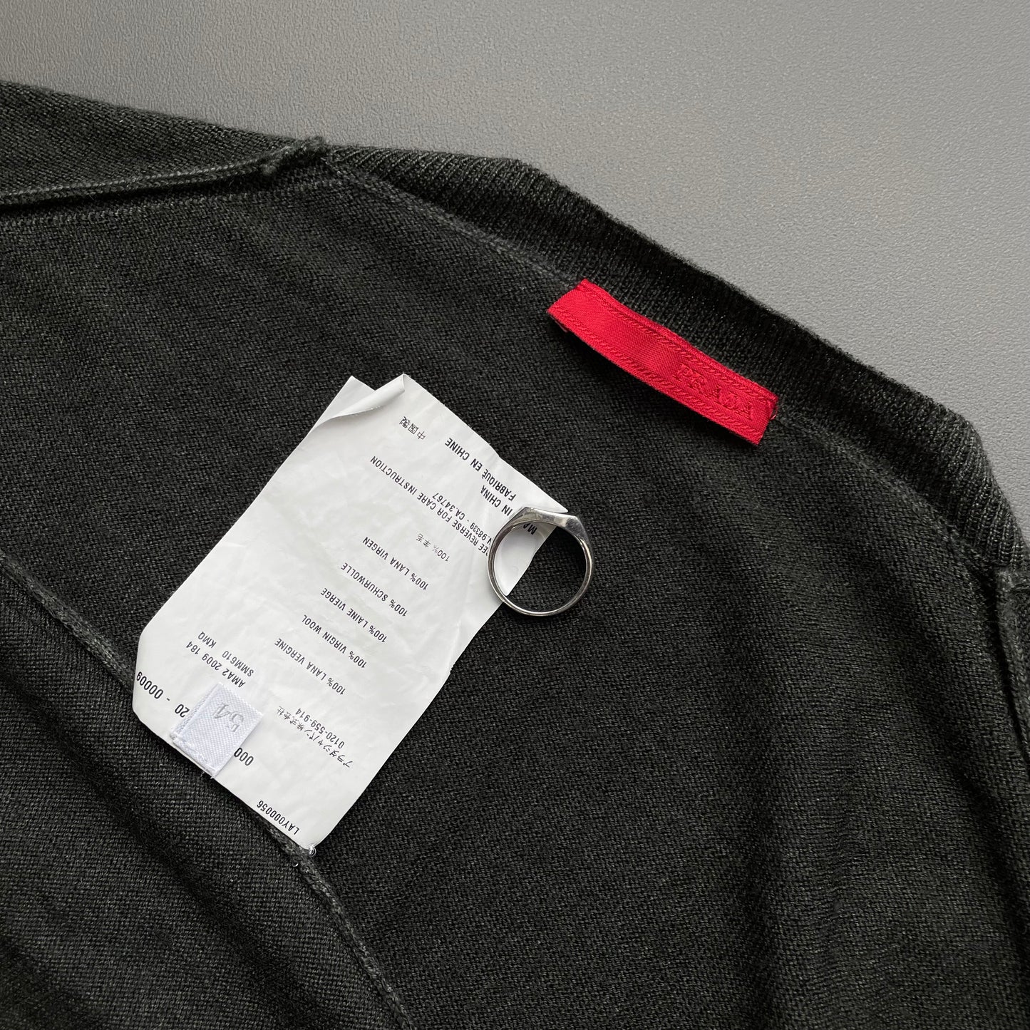 Prada Sport Forest Green 2009 Virgin Wool V-Neck Knit Jumper