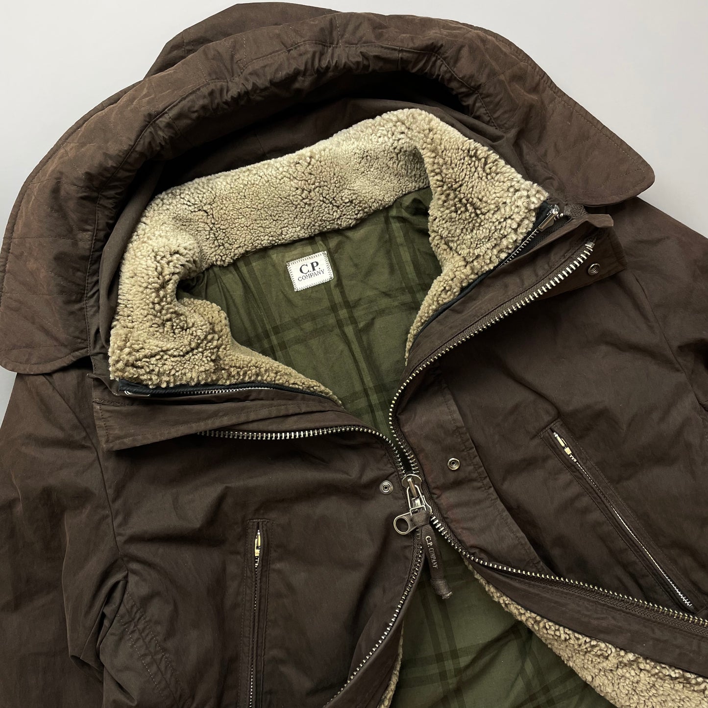 C.P. Company Brown Shearling Lined Piuma Doca Parka Coat AW05