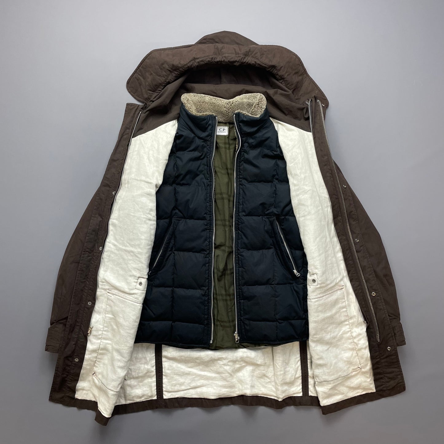 C.P. Company Brown Shearling Lined Piuma Doca Parka Coat AW05