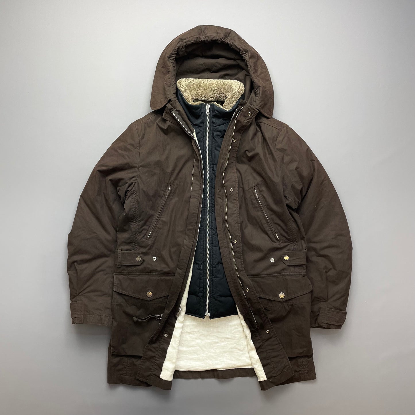 C.P. Company Brown Shearling Lined Piuma Doca Parka Coat AW05