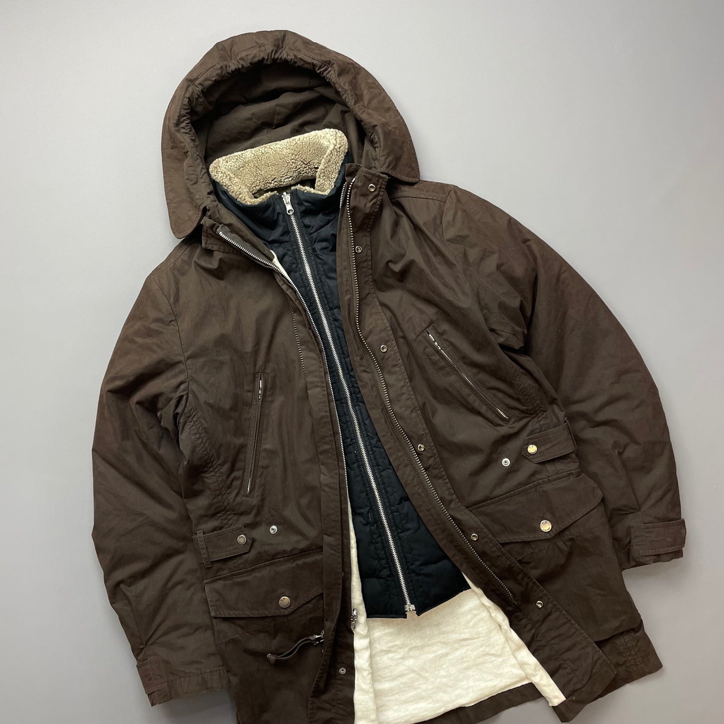 C.P. Company Brown Shearling Lined Piuma Doca Parka Coat AW05