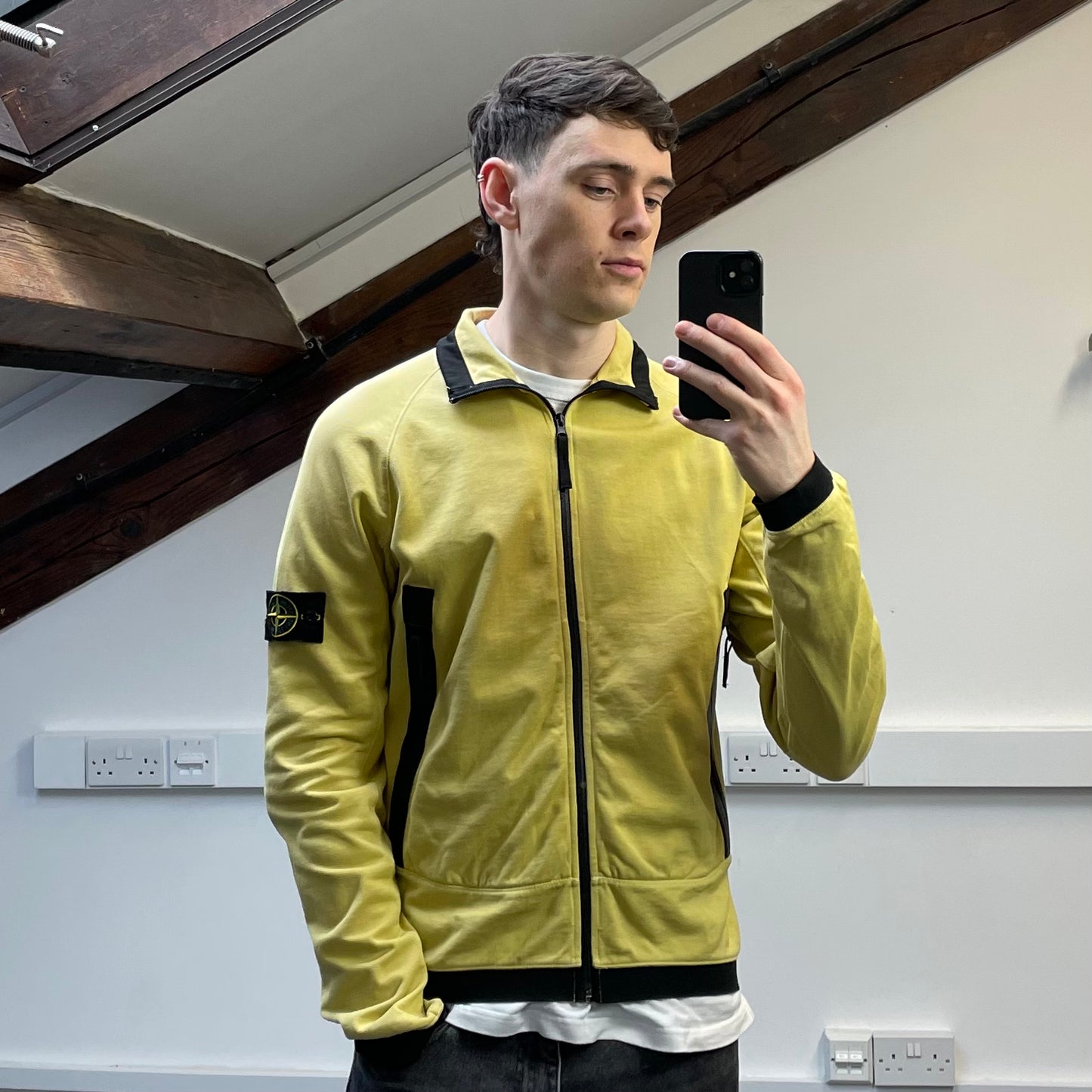 Stone Island Yellow SS10 Lightweight Cotton Technical Zip-Through Jacket