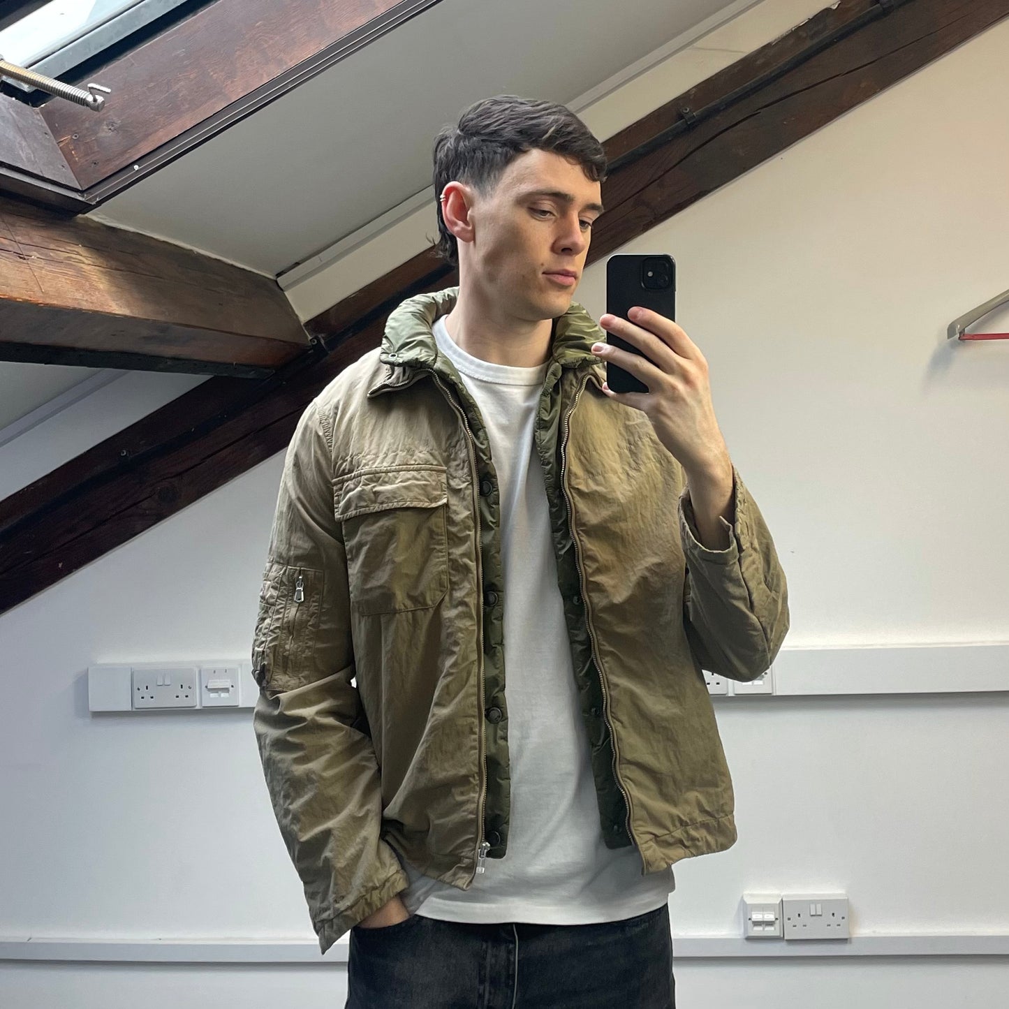 C.P. Company Beige & Green AW05 Lined Harrington Jacket