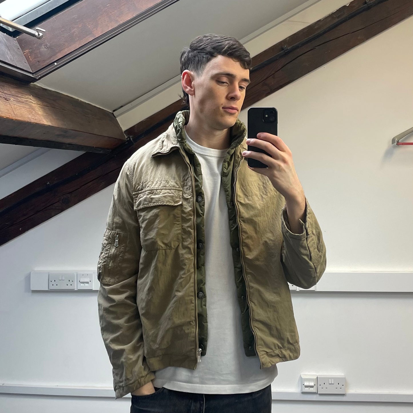 C.P. Company Beige & Green AW05 Lined Harrington Jacket