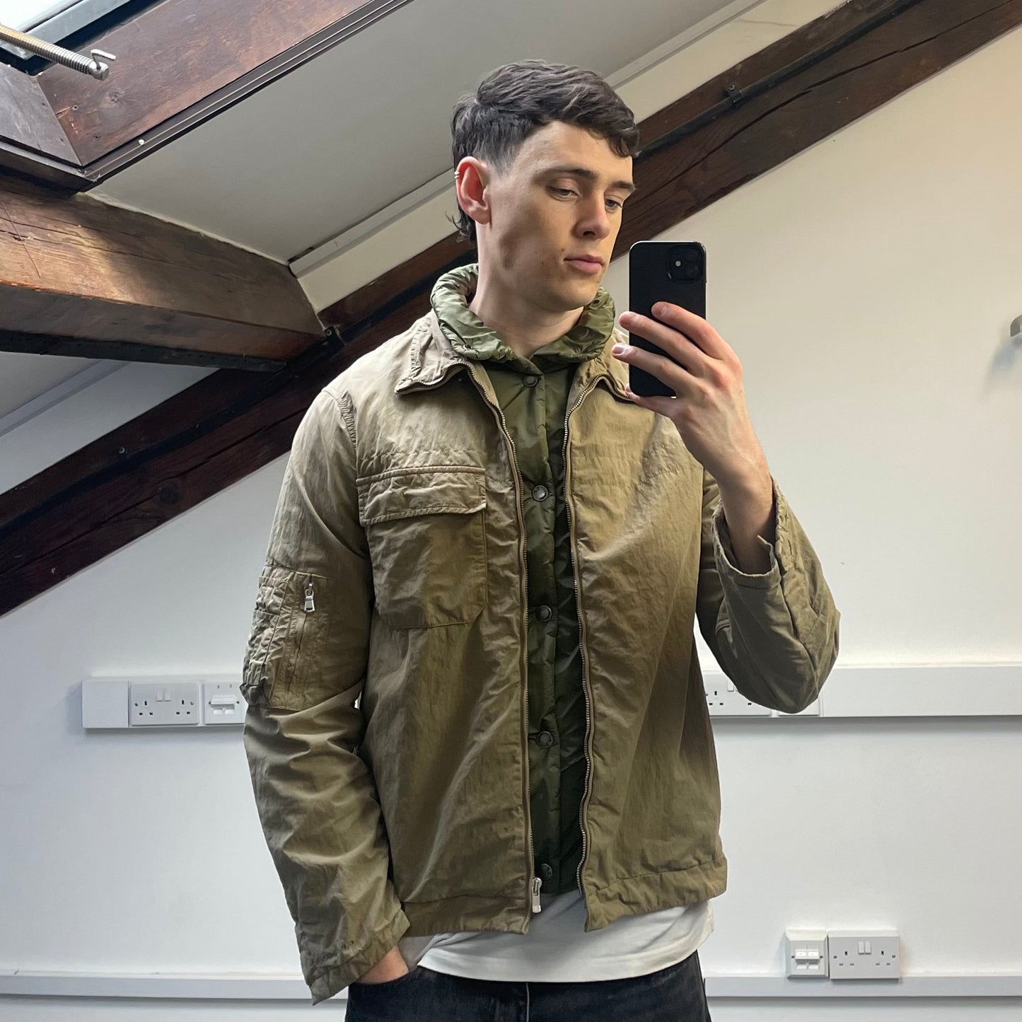 C.P. Company Beige & Green AW05 Lined Harrington Jacket
