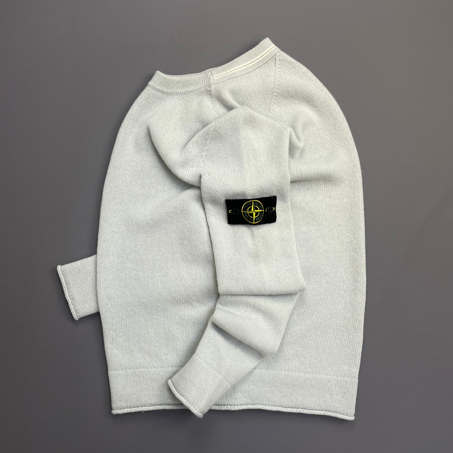 Stone Island Light Blue AW19 Midweight Soft Knit Wool Crewneck Jumper