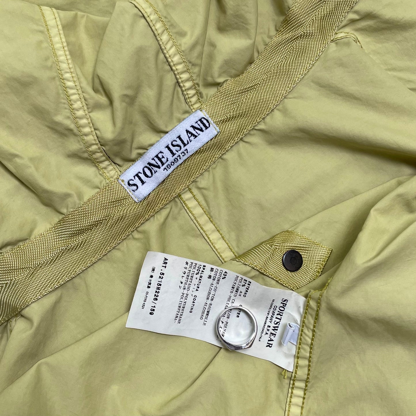Stone Island Lime Green & Brown SS10 Coated Cotton/Nylon Hooded Windbreaker Jacket