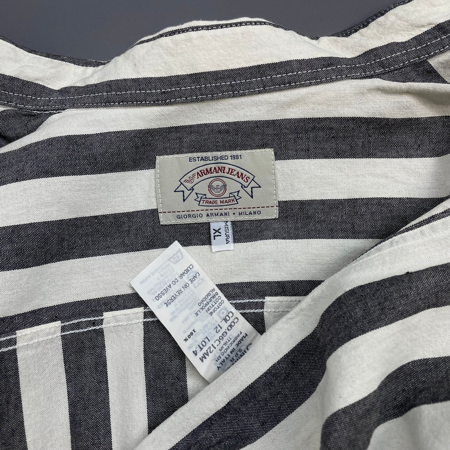 Armani Jeans Dark Grey & White 90s Striped Shirt
