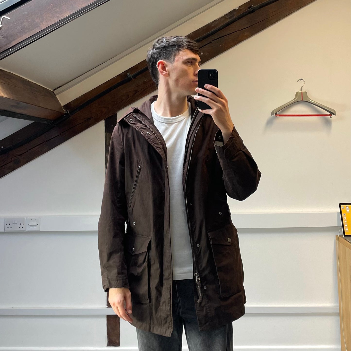 C.P. Company Brown Shearling Lined Piuma Doca Parka Coat AW05