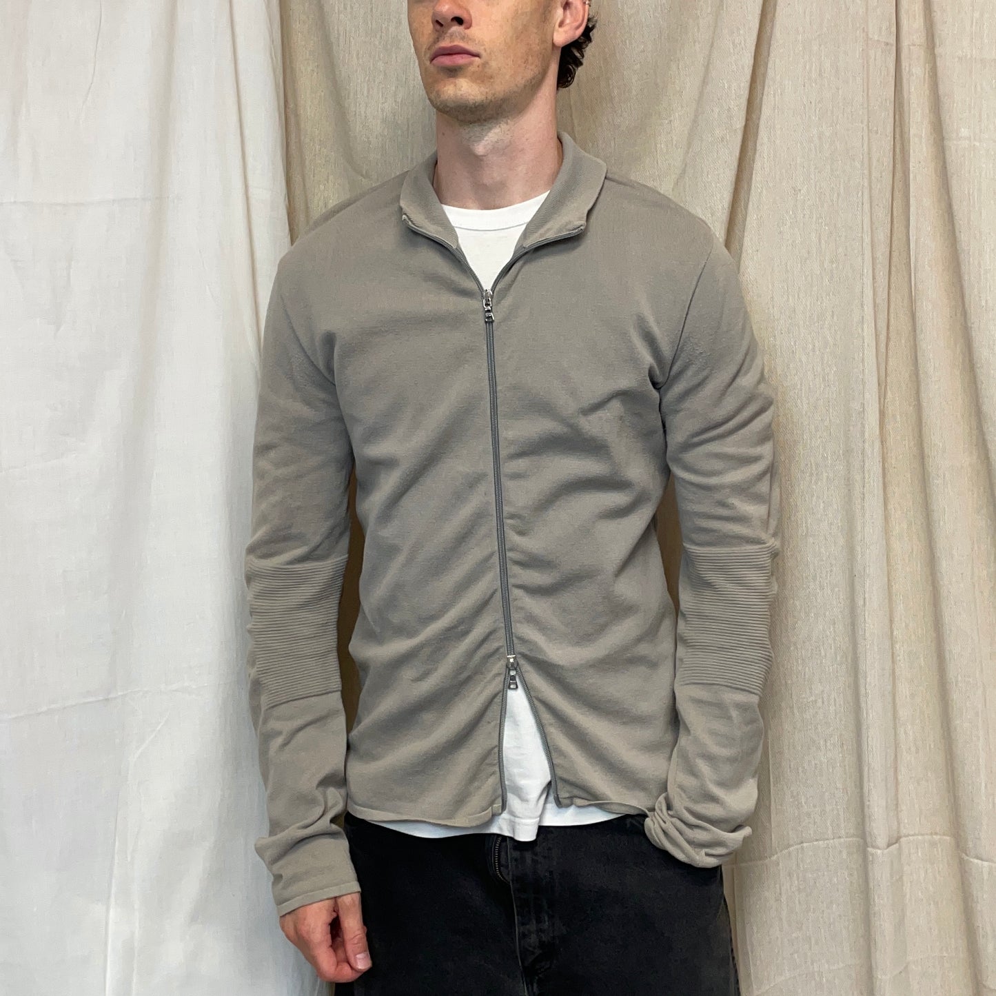 Prada Sport Grey 90s Cotton Knit Zip-Through Technical Cardigan Jumper