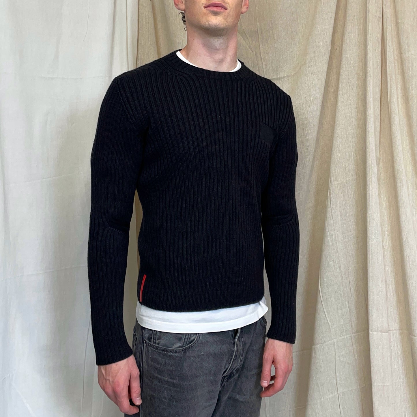 Prada Sport 00s Heavy Ribbed Wool Technical Knit Jumper