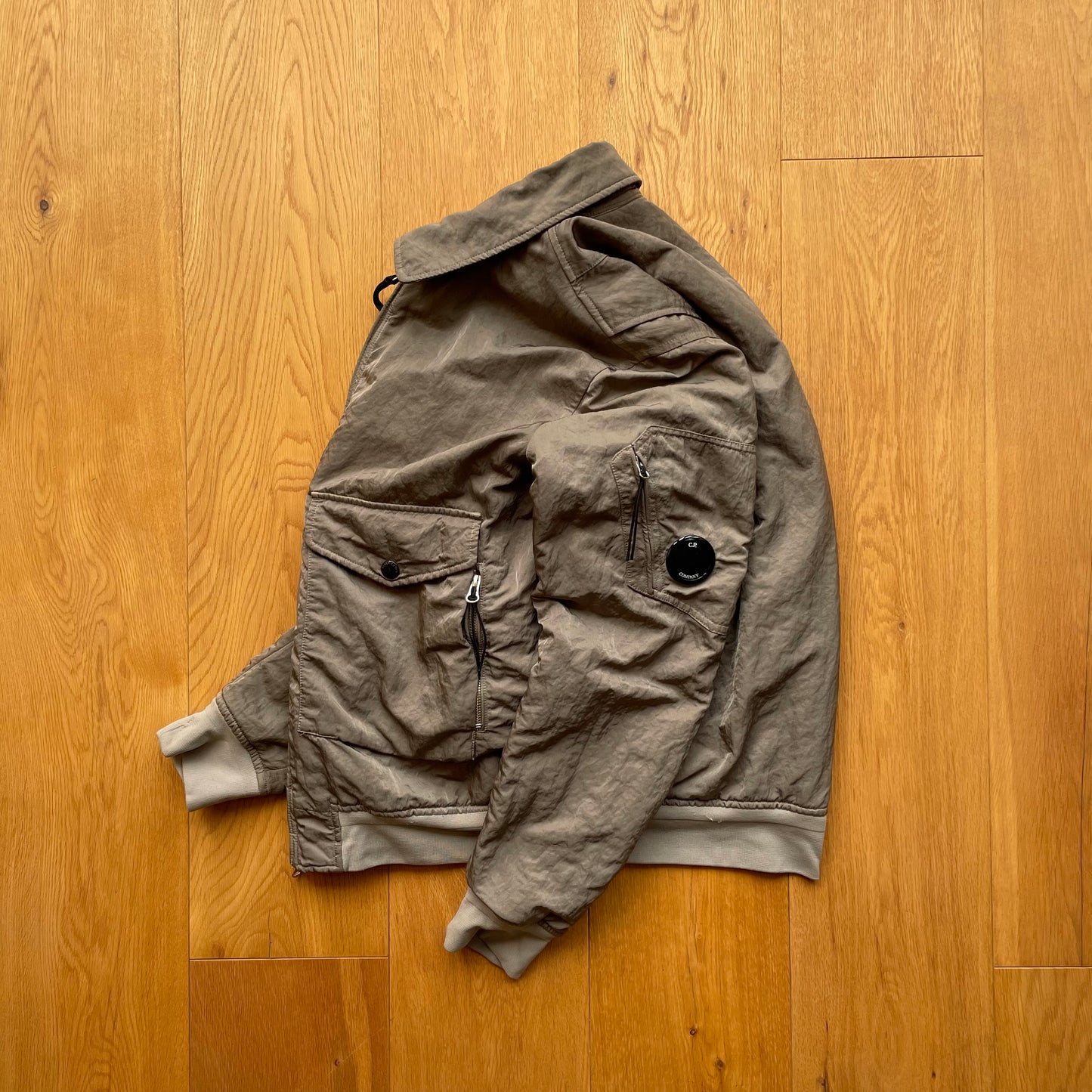 C.P. Company Nylon B Grey Shimmer Bomber Jacket