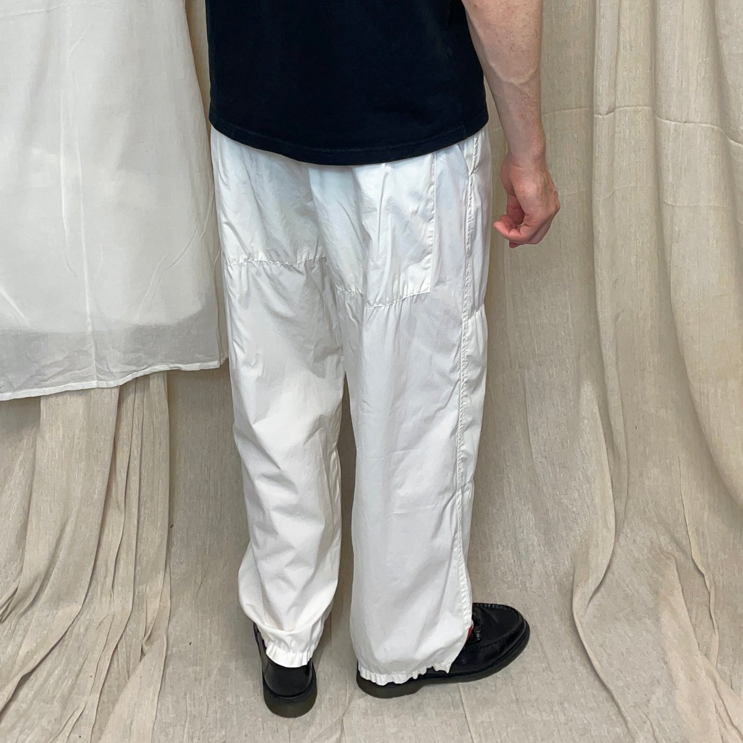 Prada Sport White SS00 Lightweight Cotton Parachute Pant Shell Trousers
