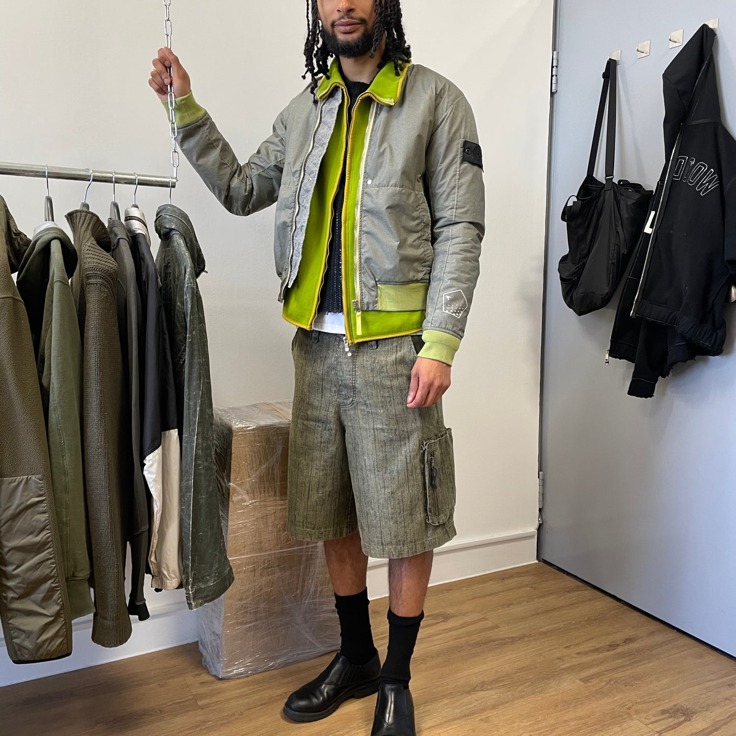 Stone Island Green Poly-Hide 2L Shadow Project 10th Anniversary Bomber Jacket 2018