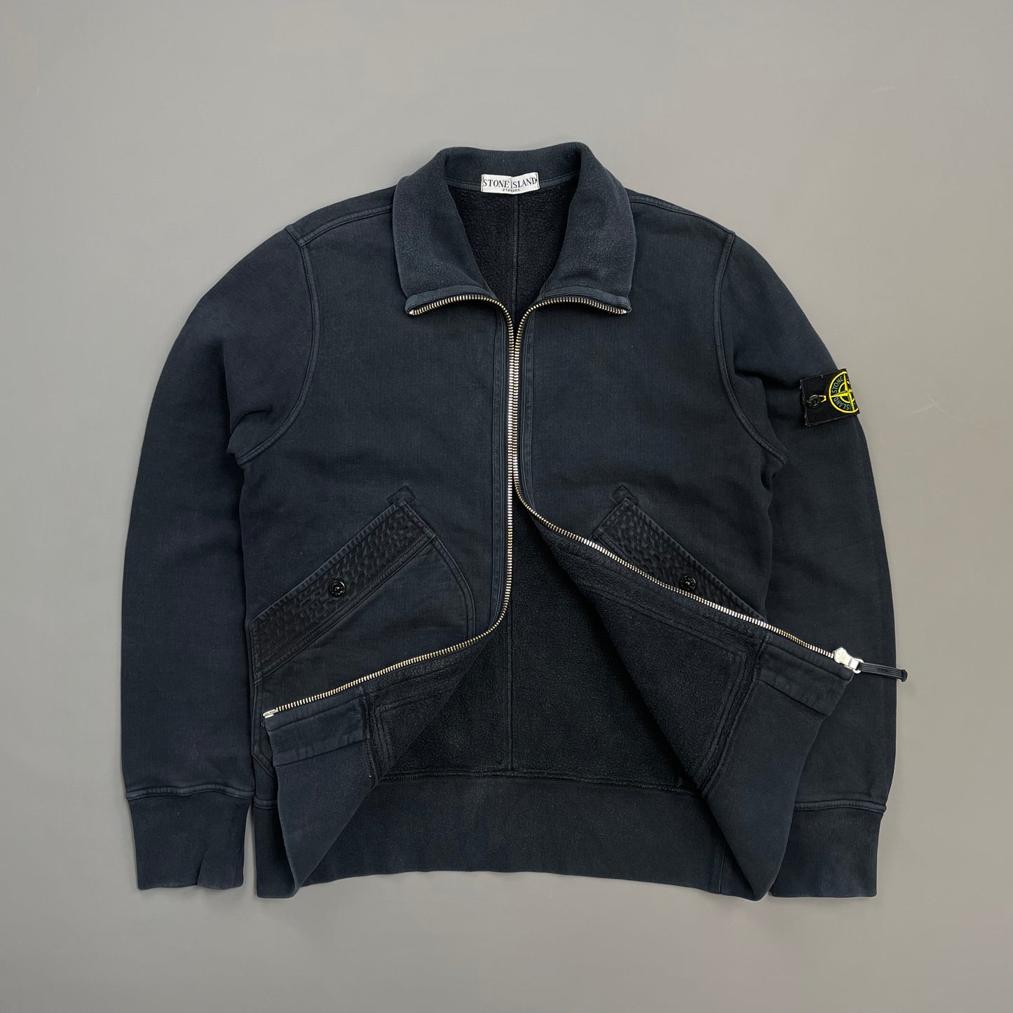 Stone Island Navy AW10 Textured Pockets Midweight Zip-Through Cotton Jacket