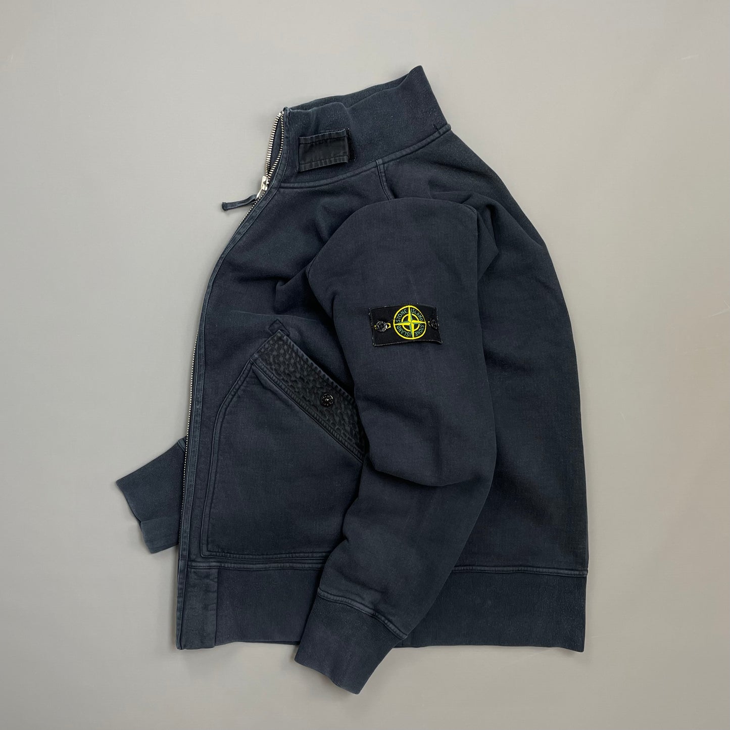 Stone Island Navy AW10 Textured Pockets Midweight Zip-Through Cotton Jacket