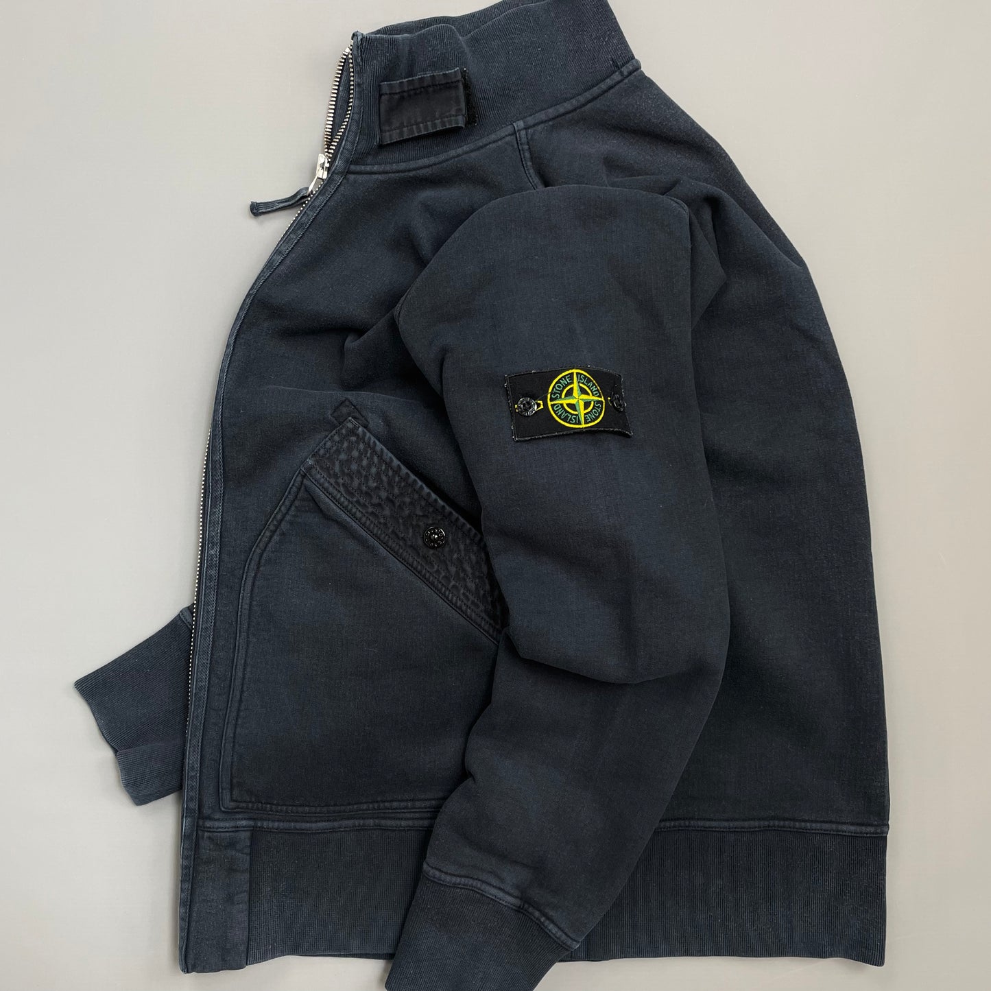 Stone Island Navy AW10 Textured Pockets Midweight Zip-Through Cotton Jacket