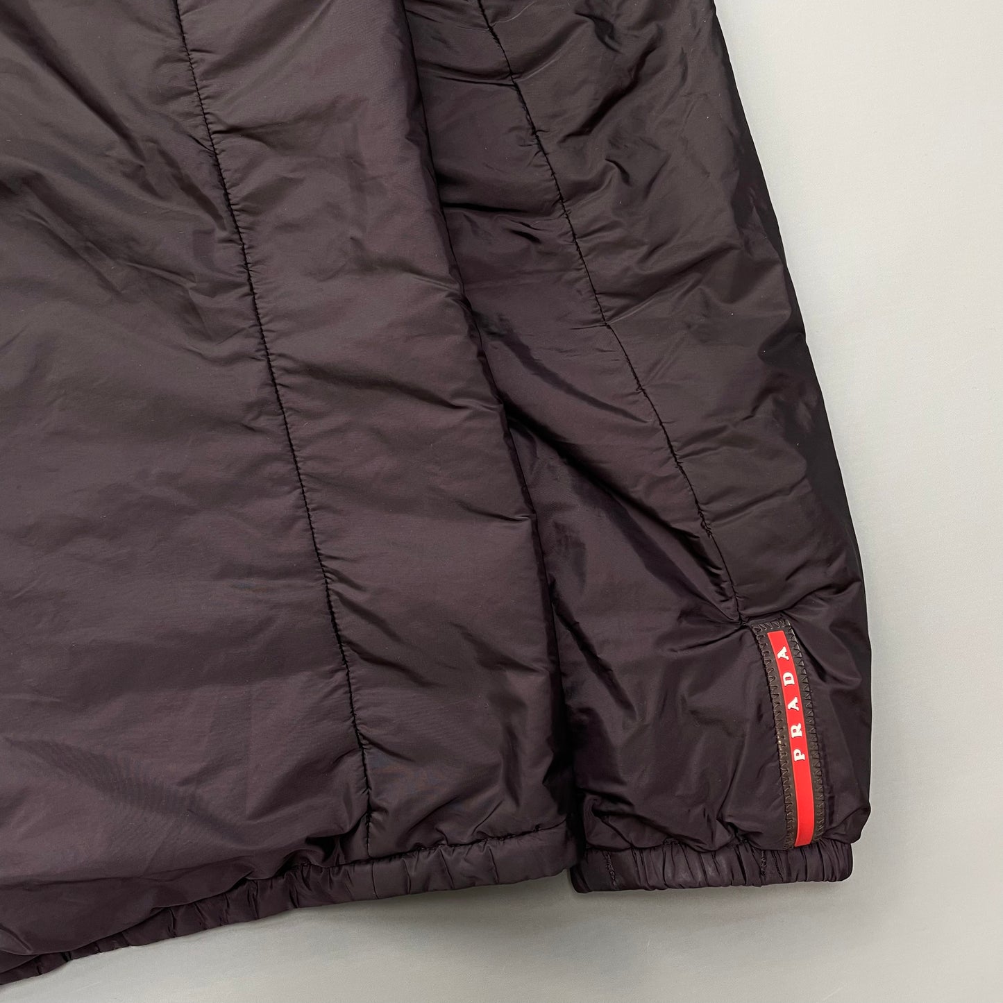 Prada Sport 2014 Burgundy/Navy Nylon Reversible Padded Hooded Jacket